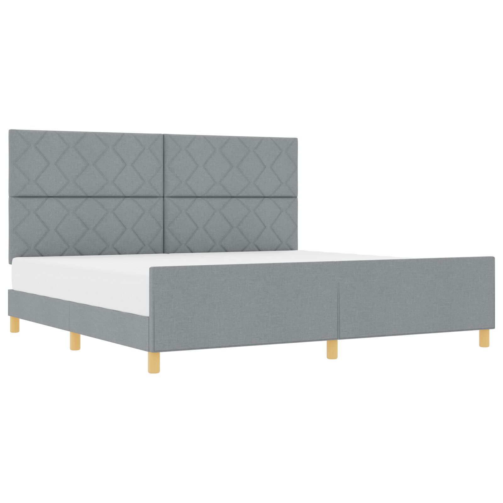vidaXL Cadru de pat cu headboard Gri deschis 200 x 200 cm țesătură vidaXL Cadru de pat cu headboard Gri deschis 200 x 200 cm țesătură