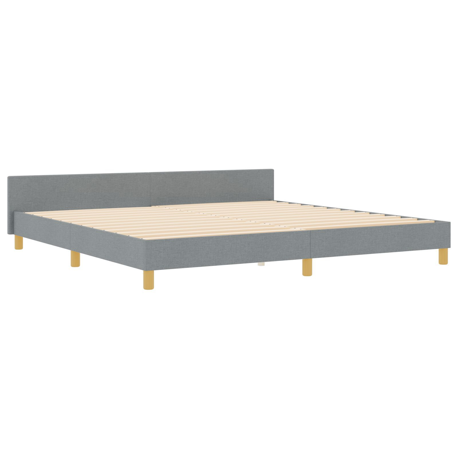 vidaXL Cadru de pat cu headboard Gri deschis 200 x 200 cm țesătură vidaXL Cadru de pat cu headboard Gri deschis 200 x 200 cm țesătură