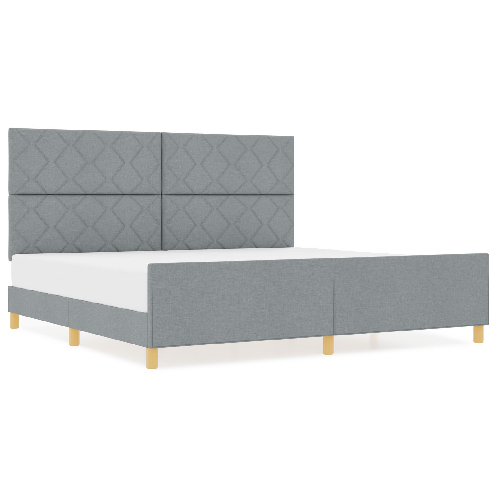 vidaXL Cadru de pat cu headboard Gri deschis 200 x 200 cm țesătură vidaXL Cadru de pat cu headboard Gri deschis 200 x 200 cm țesătură