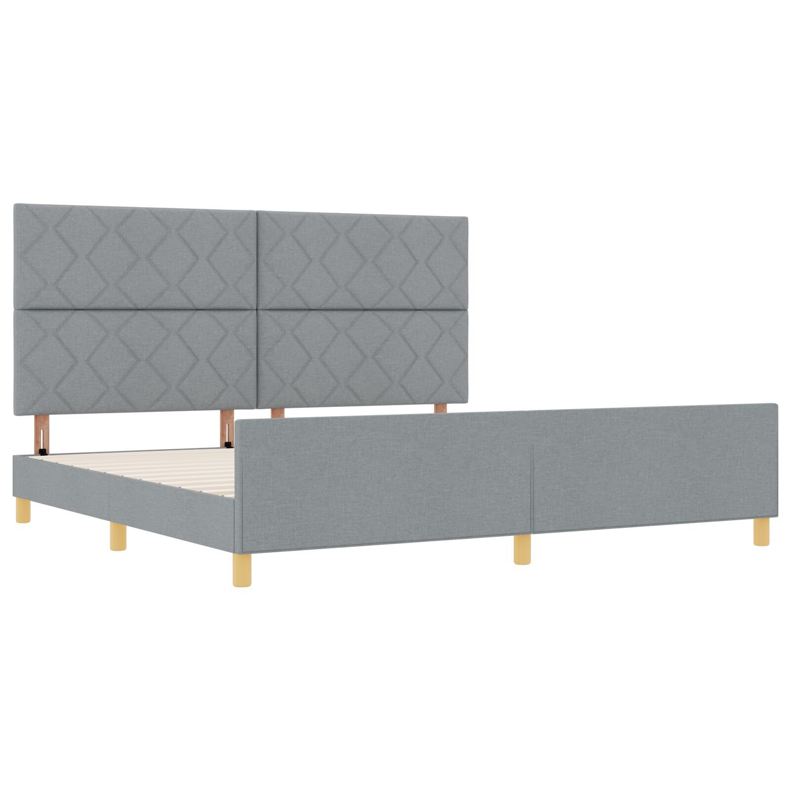 vidaXL Cadru de pat cu headboard Gri deschis 200 x 200 cm țesătură vidaXL Cadru de pat cu headboard Gri deschis 200 x 200 cm țesătură