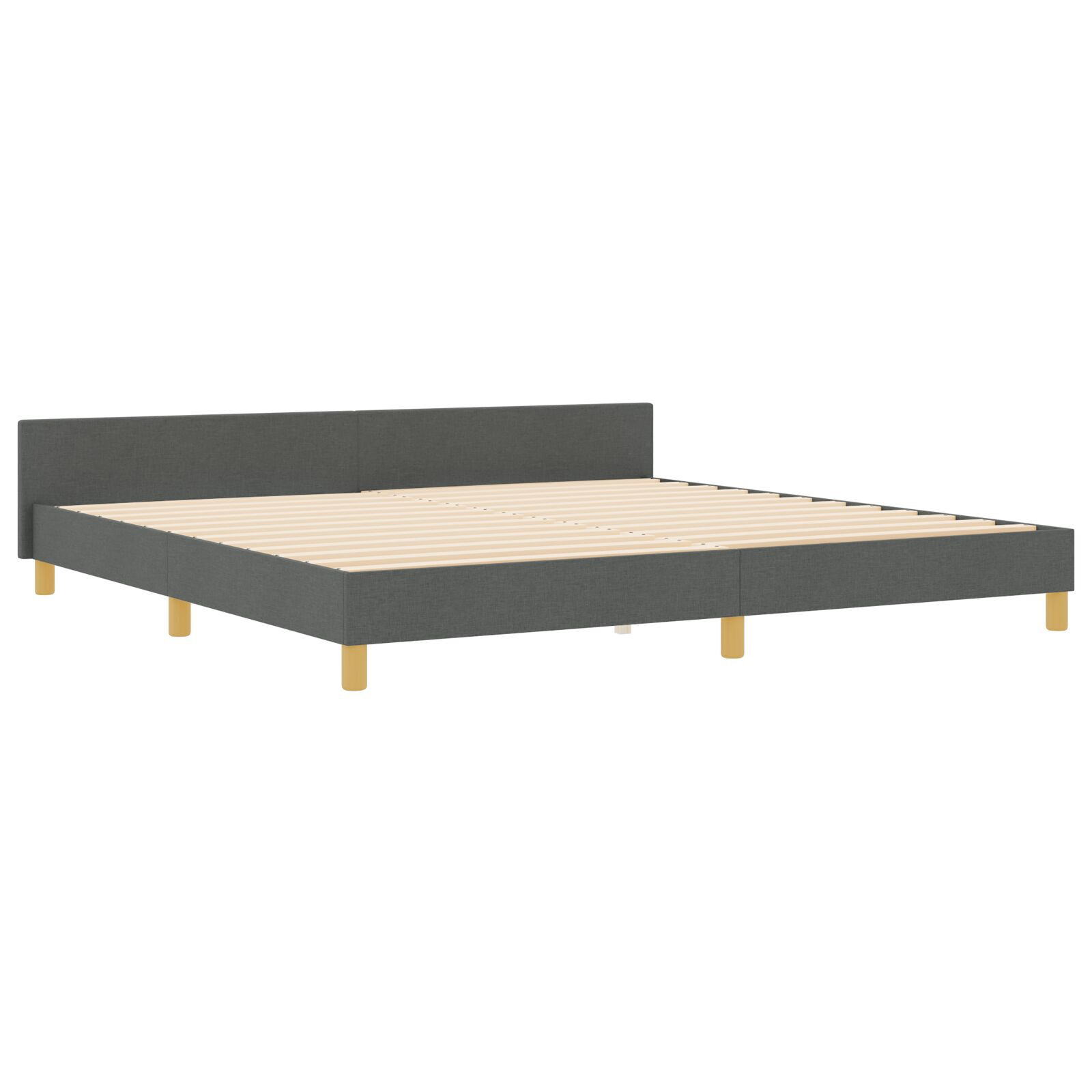 vidaXL Cadru de pat cu headboard Gri închis 200 x 200 cm țesătură vidaXL Cadru de pat cu headboard Gri închis 200 x 200 cm țesătură