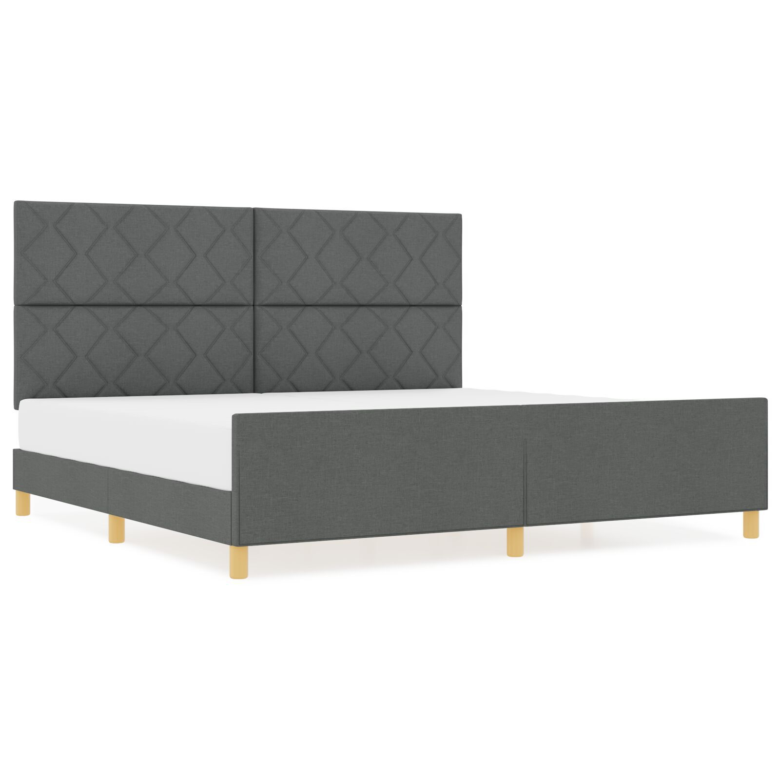 vidaXL Cadru de pat cu headboard Gri închis 200 x 200 cm țesătură vidaXL Cadru de pat cu headboard Gri închis 200 x 200 cm țesătură
