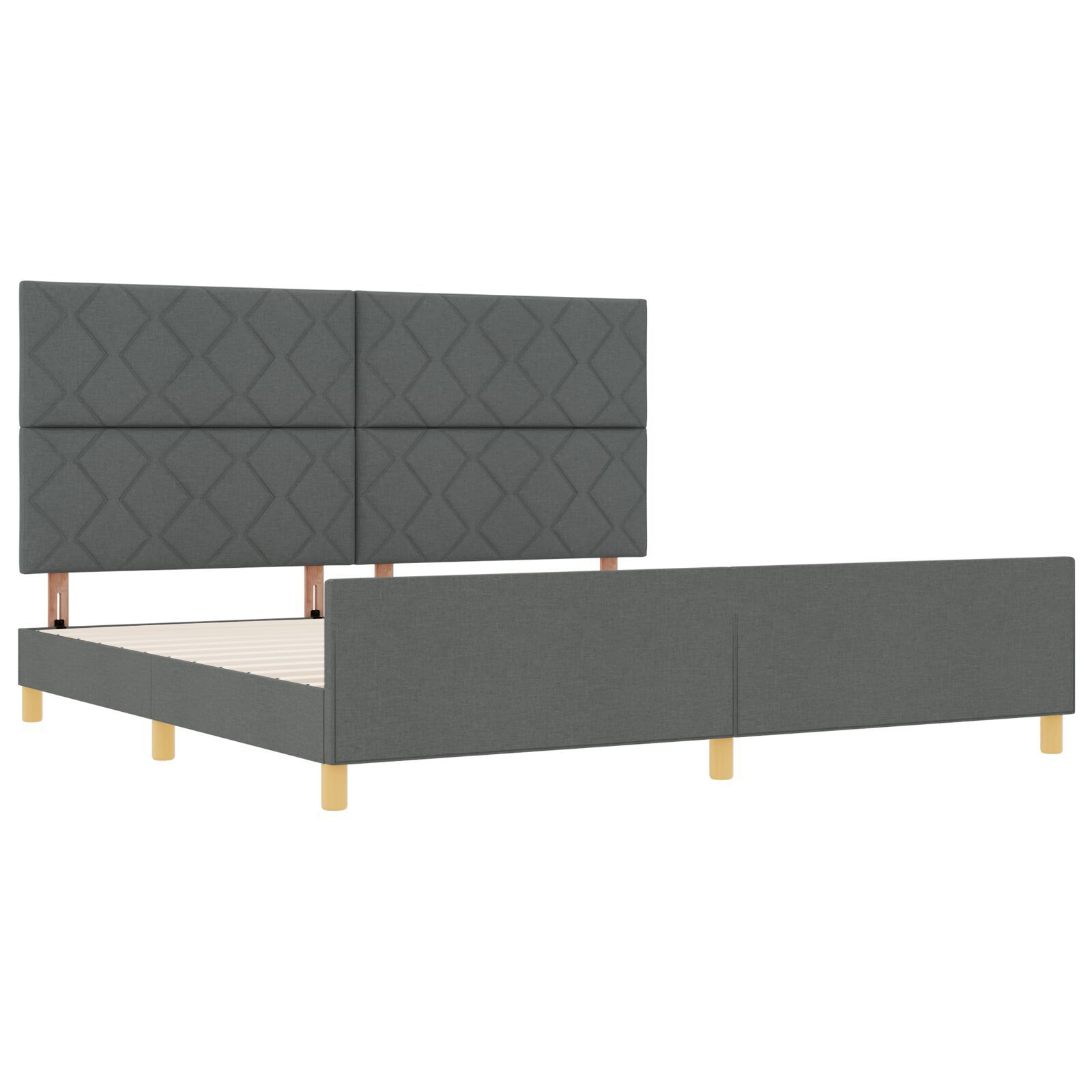 vidaXL Cadru de pat cu headboard Gri închis 200 x 200 cm țesătură vidaXL Cadru de pat cu headboard Gri închis 200 x 200 cm țesătură