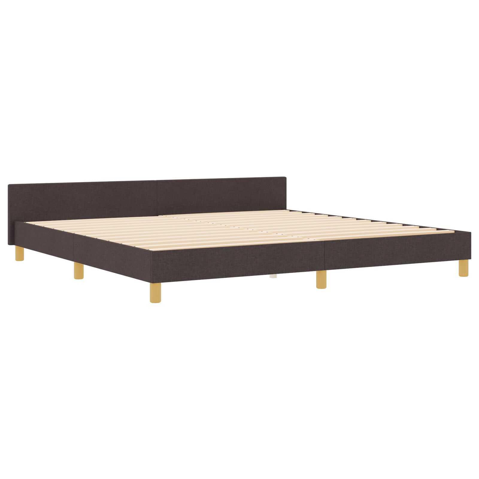 vidaXL Cadru de pat cu headboard Maro închis 200 x 200 cm țesătură