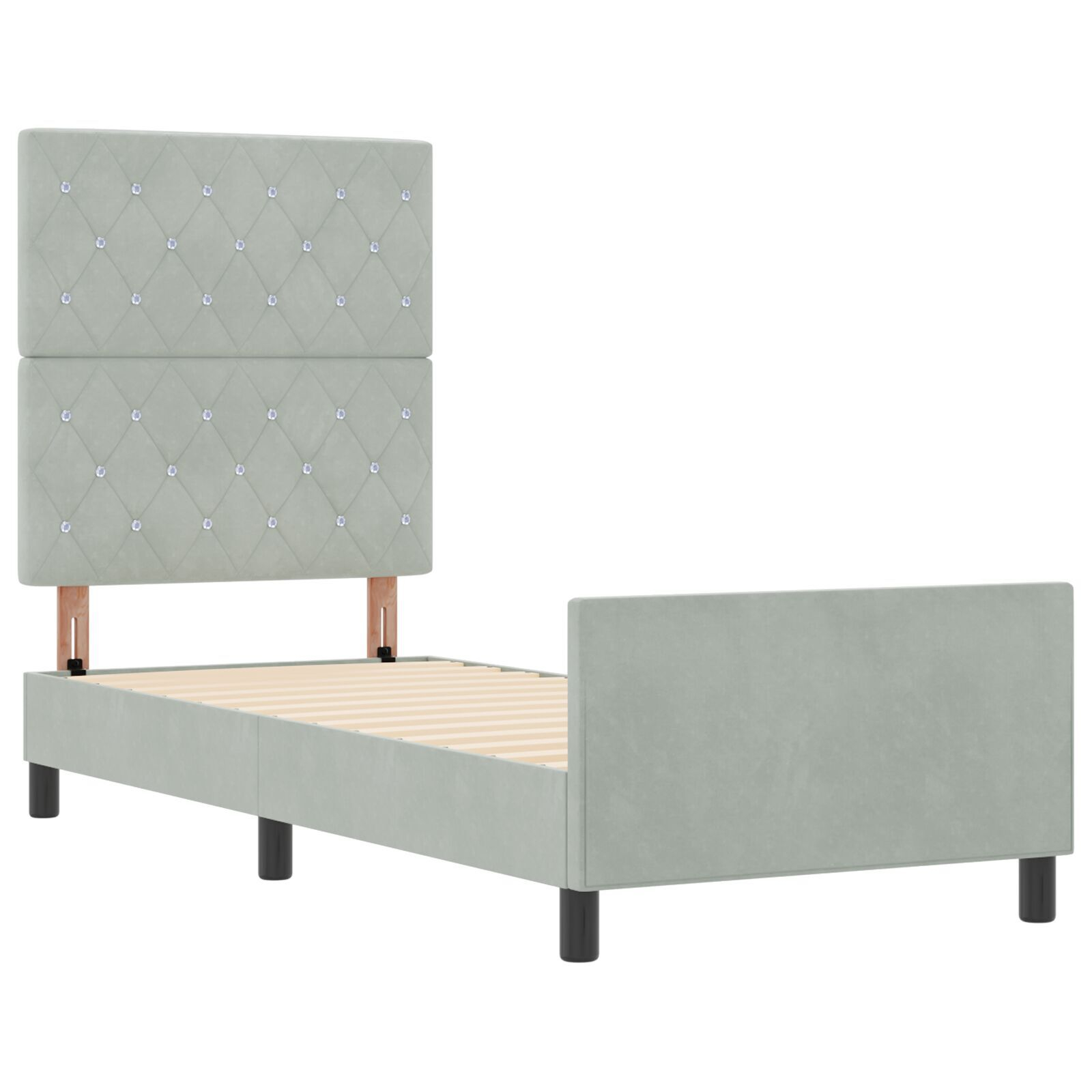 vidaXL Cadru de pat cu headboard Gri deschis 80 x 200 cm Catifea vidaXL Cadru de pat cu headboard Gri deschis 80 x 200 cm Catifea