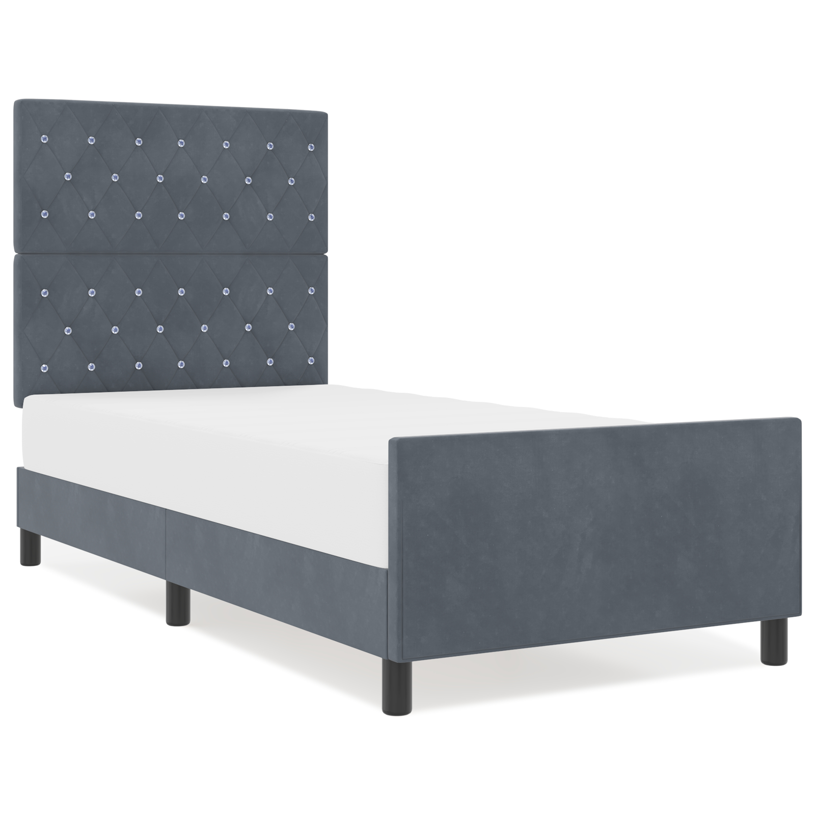 vidaXL Cadru de pat cu headboard Gri închis 90 x 190 cm Catifea vidaXL Cadru de pat cu headboard Gri închis 90 x 190 cm Catifea