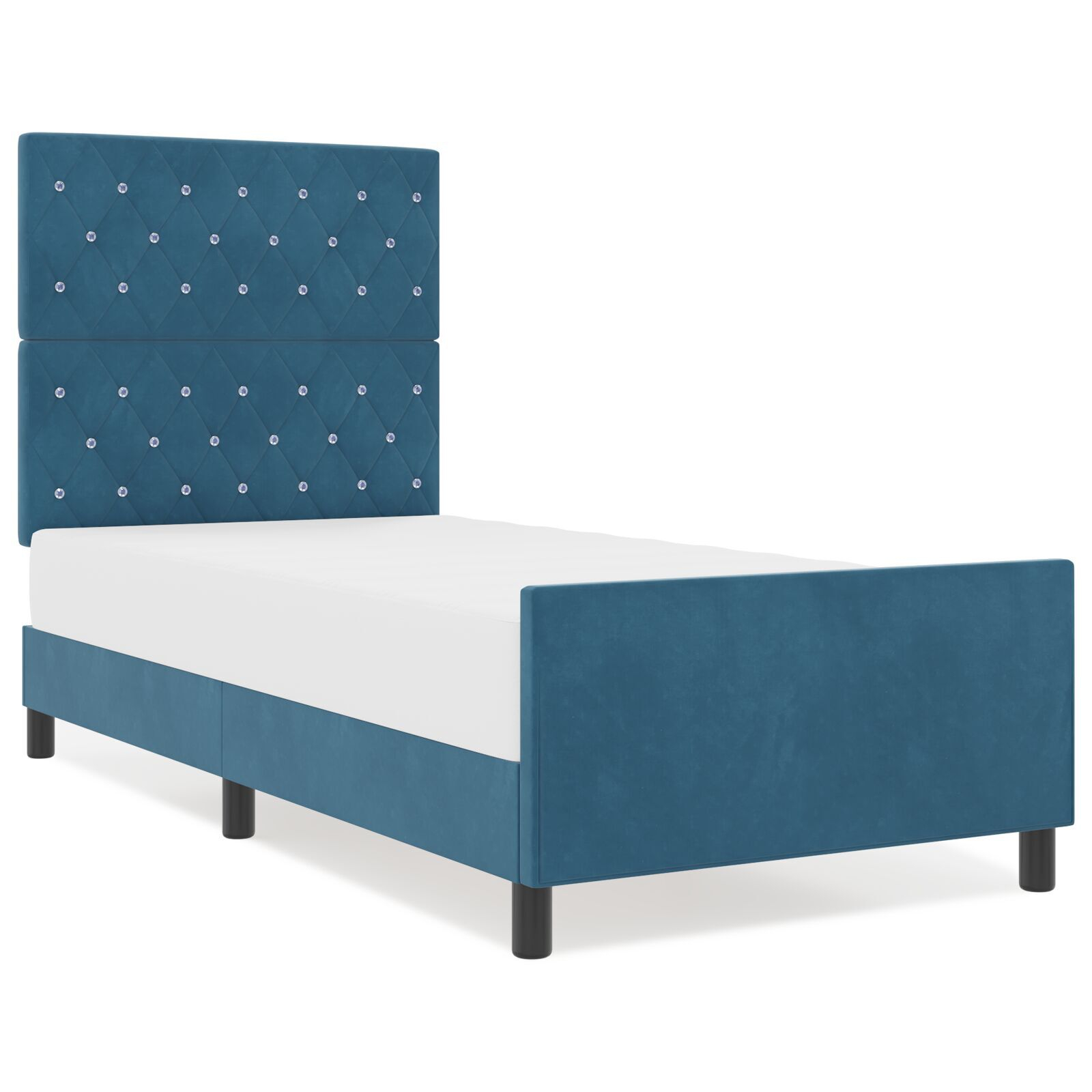 vidaXL Cadru de pat cu headboard Albastru închis 90 x 200 cm Catifea vidaXL Cadru de pat cu headboard Albastru închis 90 x 200 cm Catifea