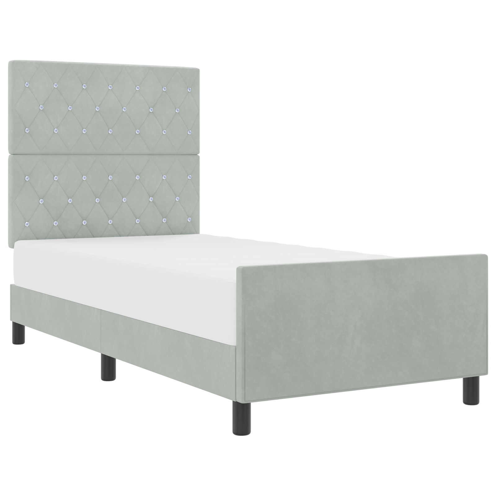 vidaXL Cadru de pat cu headboard Gri deschis 100 x 200 cm Catifea vidaXL Cadru de pat cu headboard Gri deschis 100 x 200 cm Catifea