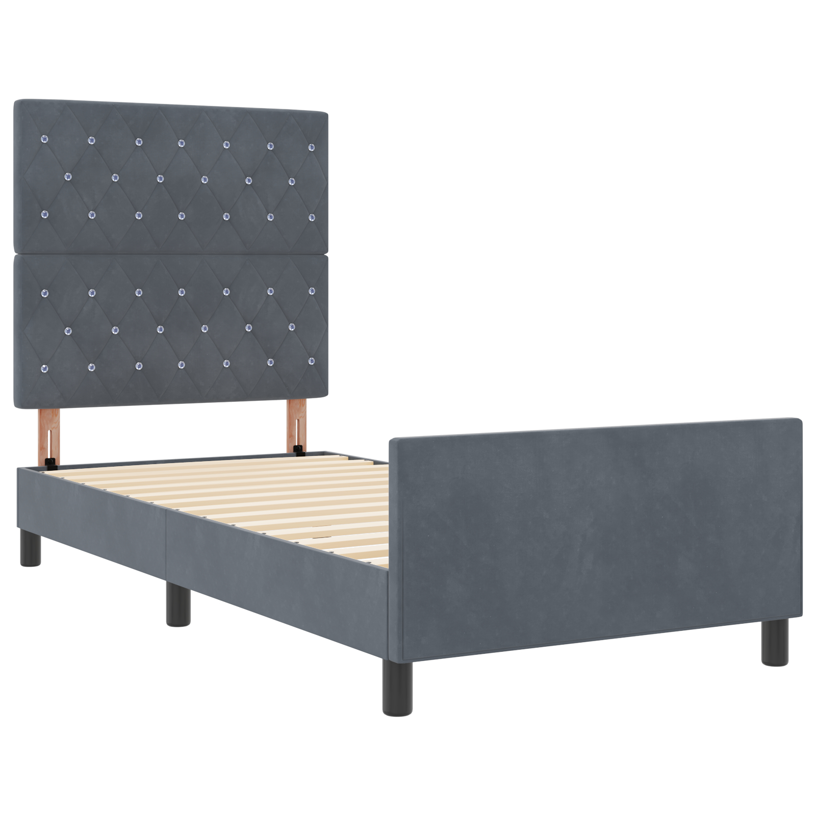 vidaXL Cadru de pat cu headboard Gri închis 100 x 200 cm Catifea vidaXL Cadru de pat cu headboard Gri închis 100 x 200 cm Catifea