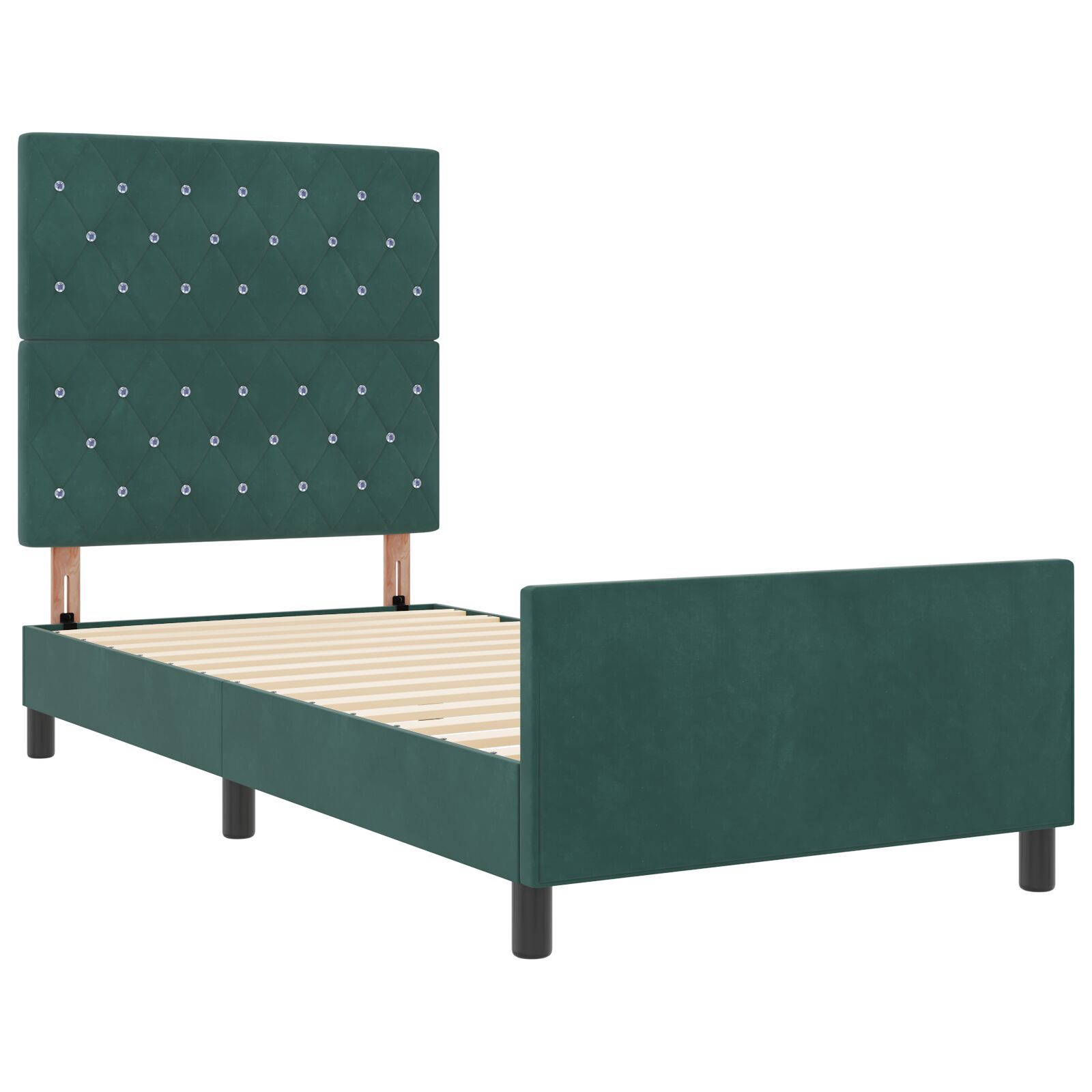 vidaXL Cadru de pat cu headboard Verde închis 100 x 200 cm Catifea vidaXL Cadru de pat cu headboard Verde închis 100 x 200 cm Catifea