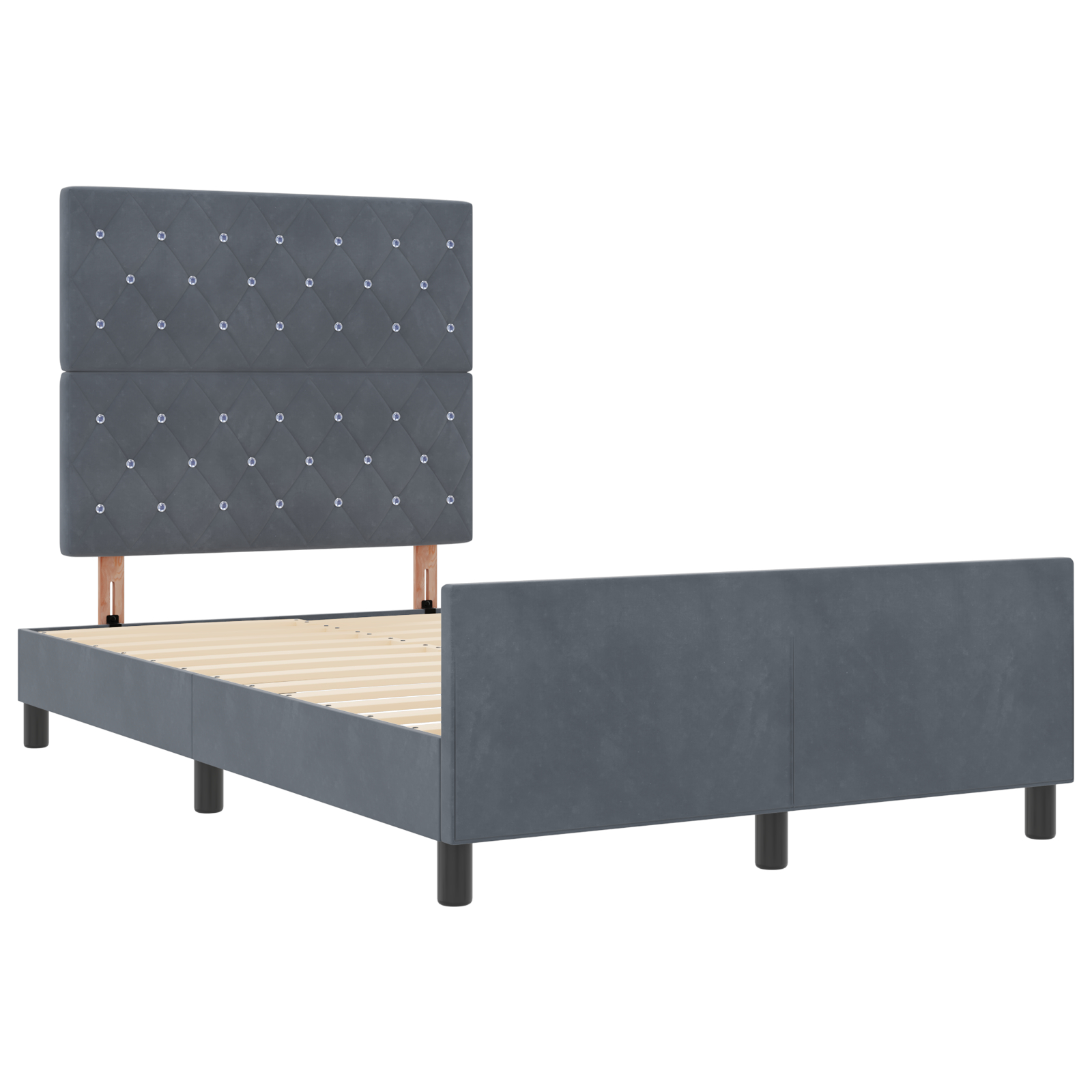 vidaXL Cadru de pat cu headboard Gri închis 120 x 190 cm Catifea vidaXL Cadru de pat cu headboard Gri închis 120 x 190 cm Catifea