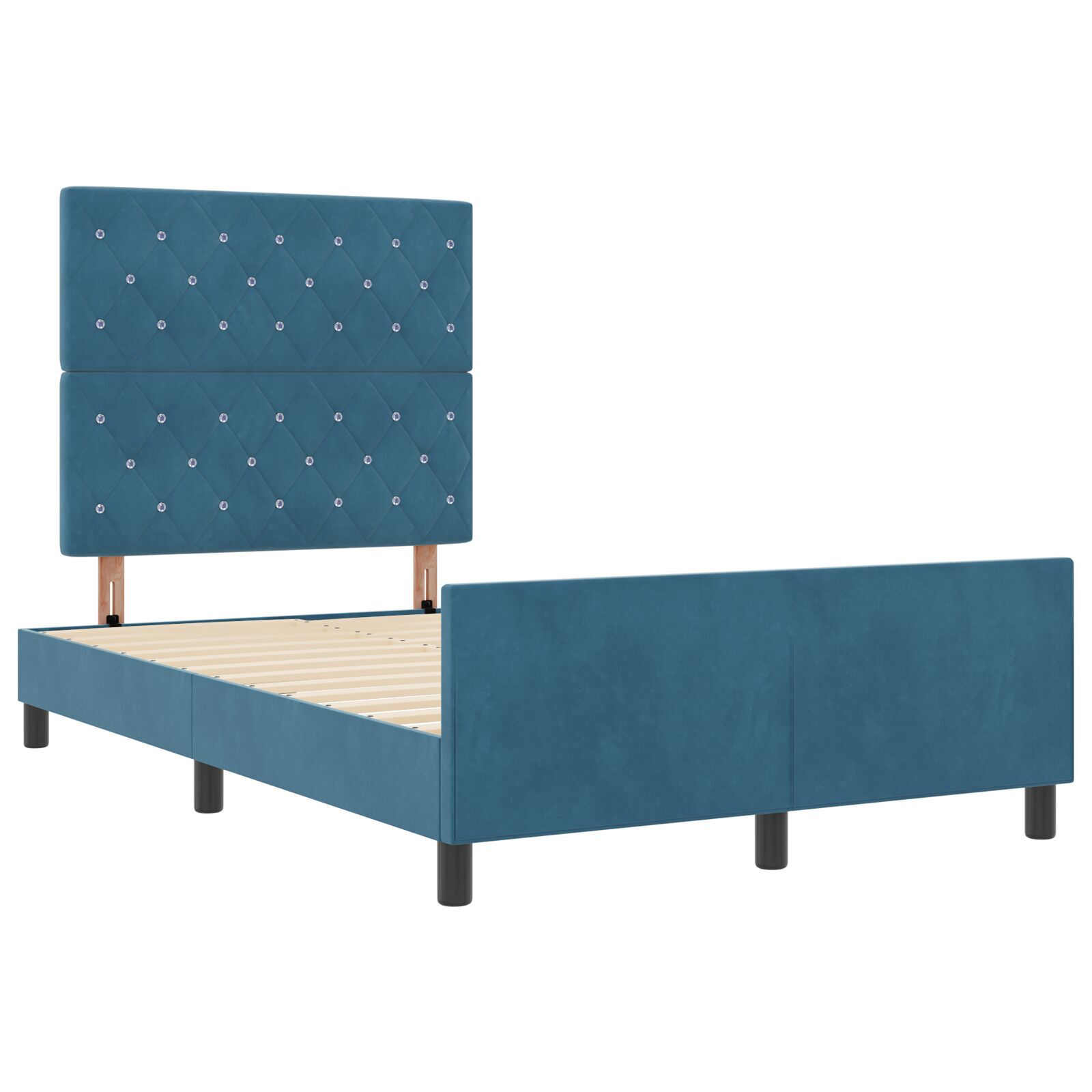 vidaXL Cadru de pat cu headboard Albastru închis 120 x 190 cm Catifea vidaXL Cadru de pat cu headboard Albastru închis 120 x 190 cm Catifea