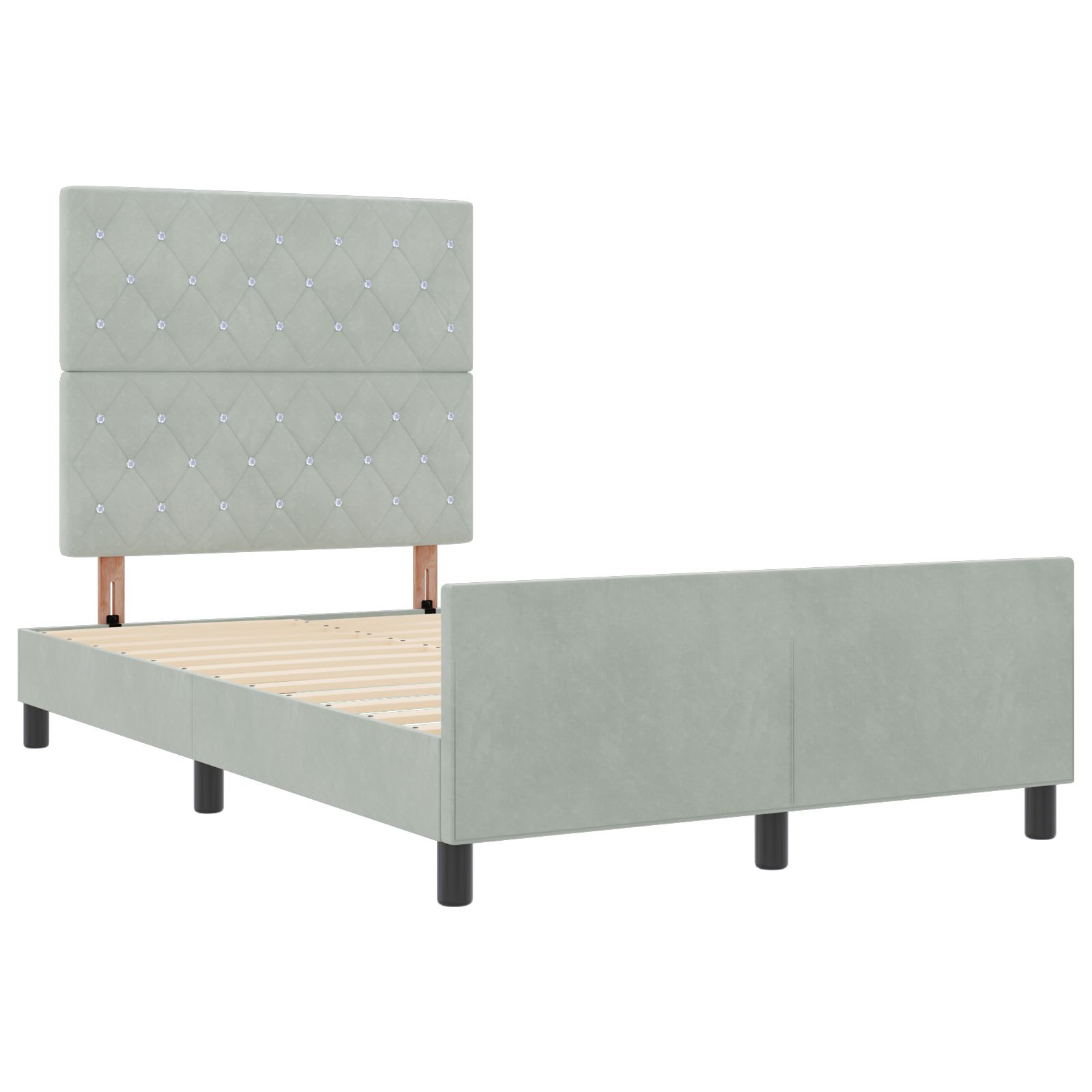 vidaXL Cadru de pat cu headboard Gri deschis 120 x 200 cm Catifea vidaXL Cadru de pat cu headboard Gri deschis 120 x 200 cm Catifea