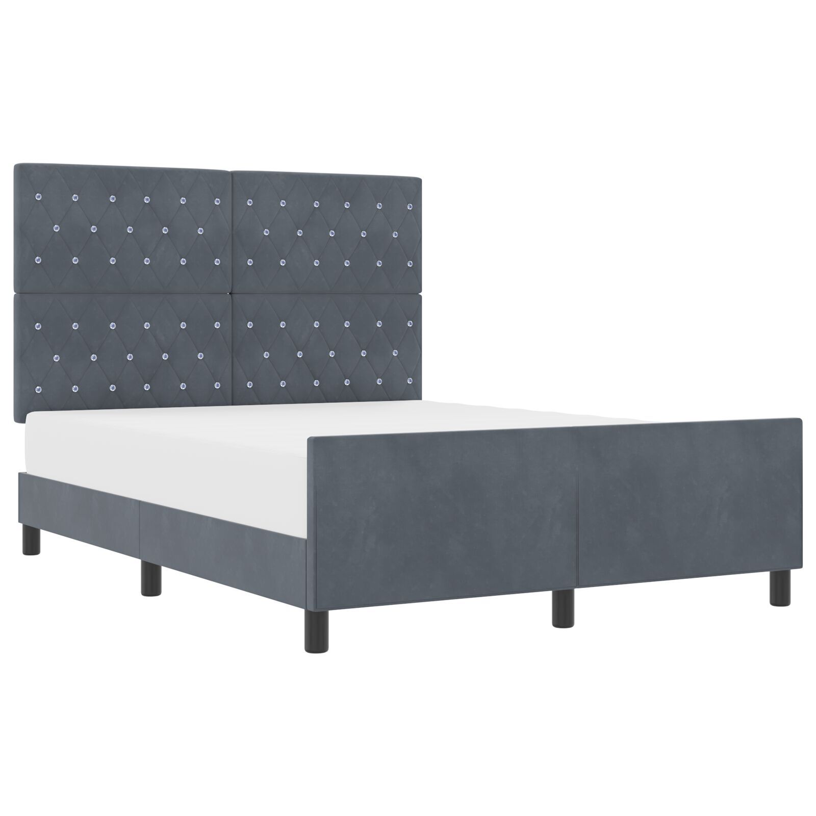 Cadru de pat vidaXL Gri închis 140x190 cm Catifea Cadru de pat vidaXL Gri închis 140x190 cm Catifea