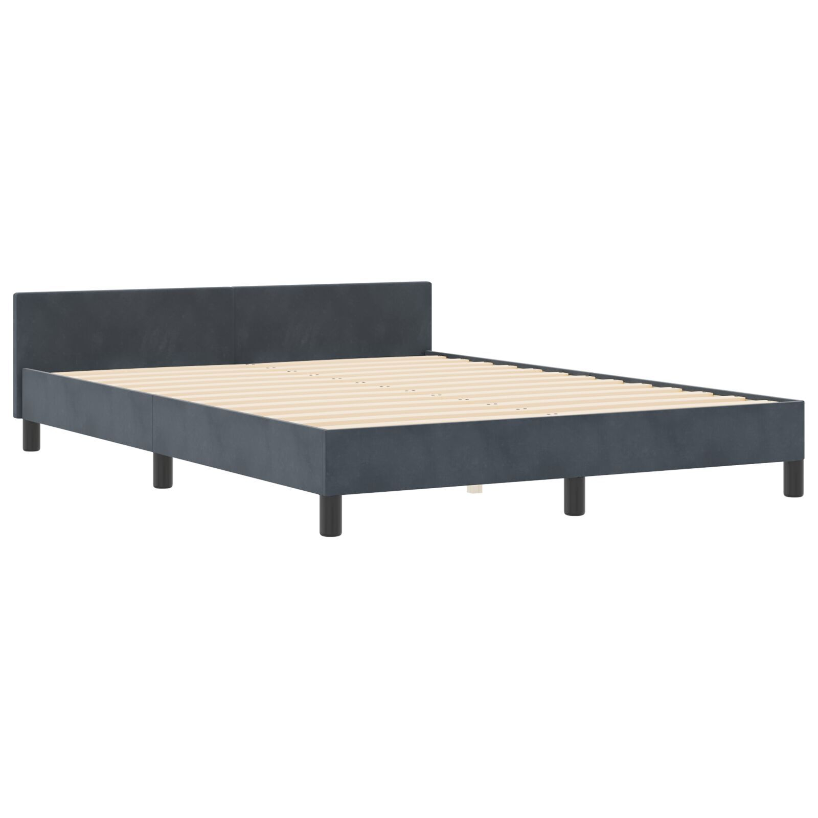 Cadru de pat vidaXL Gri închis 140x190 cm Catifea Cadru de pat vidaXL Gri închis 140x190 cm Catifea