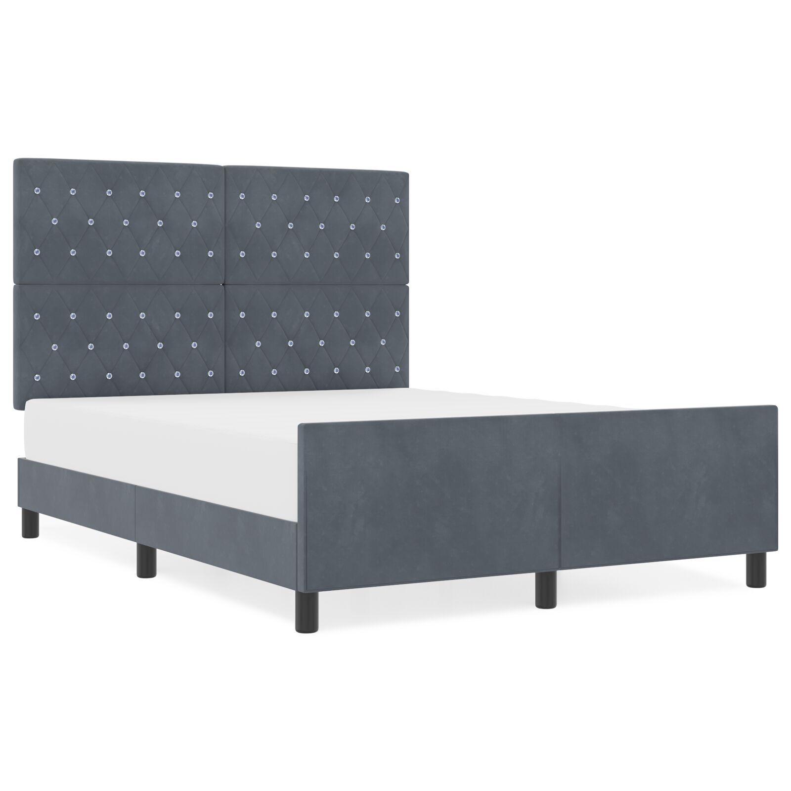 Cadru de pat vidaXL Gri închis 140x190 cm Catifea Cadru de pat vidaXL Gri închis 140x190 cm Catifea