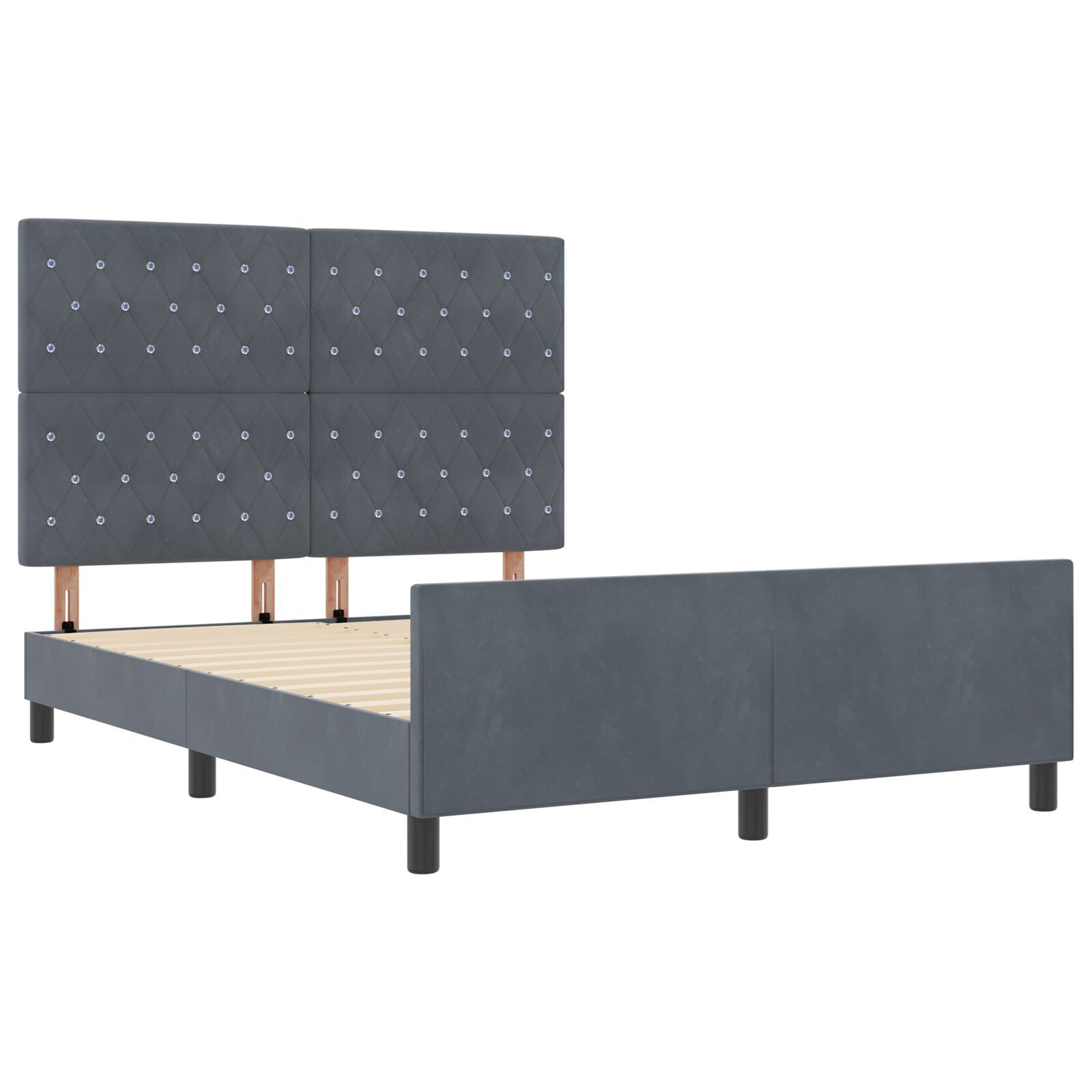 Cadru de pat vidaXL Gri închis 140x190 cm Catifea Cadru de pat vidaXL Gri închis 140x190 cm Catifea