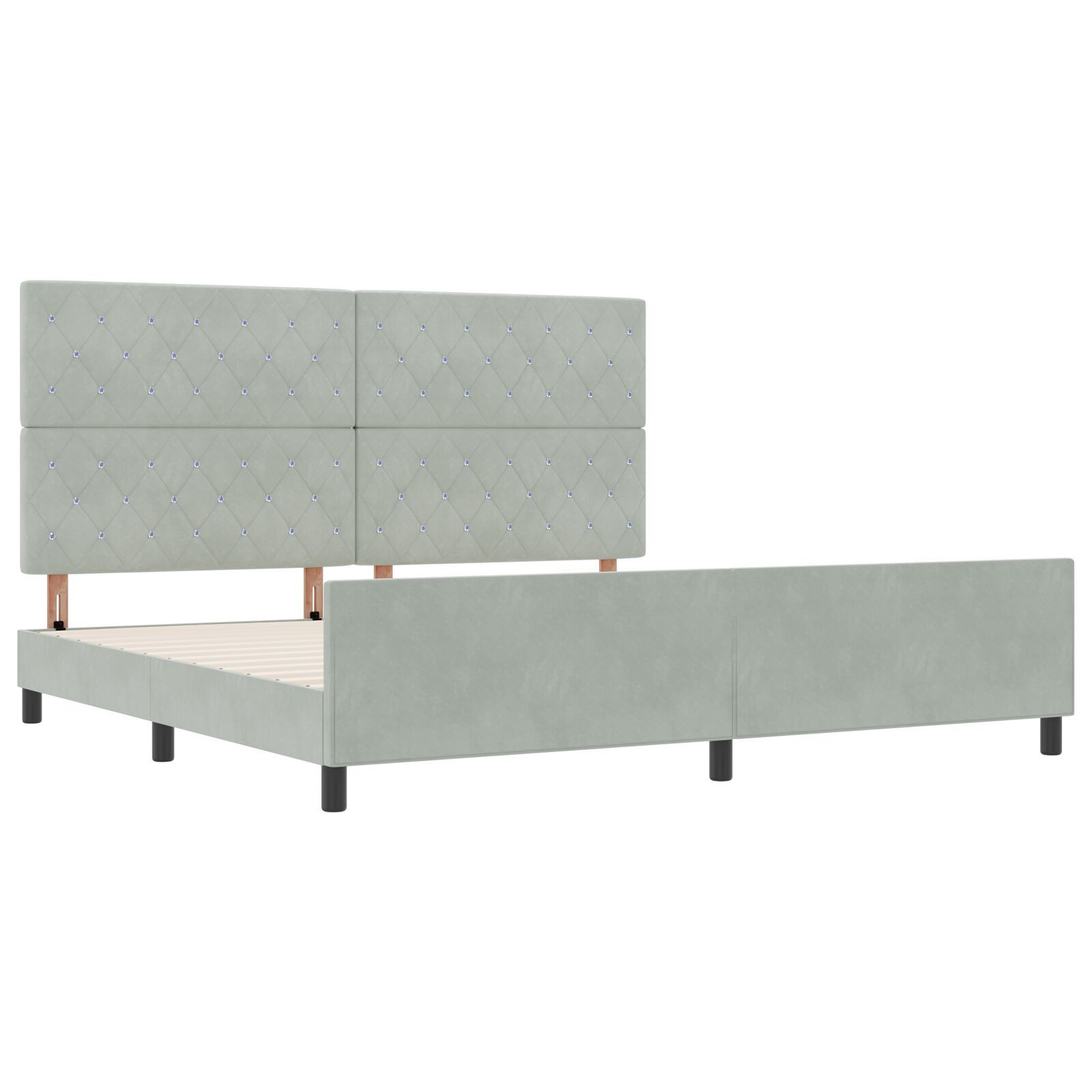 vidaXL Cadru de pat cu headboard Gri deschis 200 x 200 cm Catifea vidaXL Cadru de pat cu headboard Gri deschis 200 x 200 cm Catifea