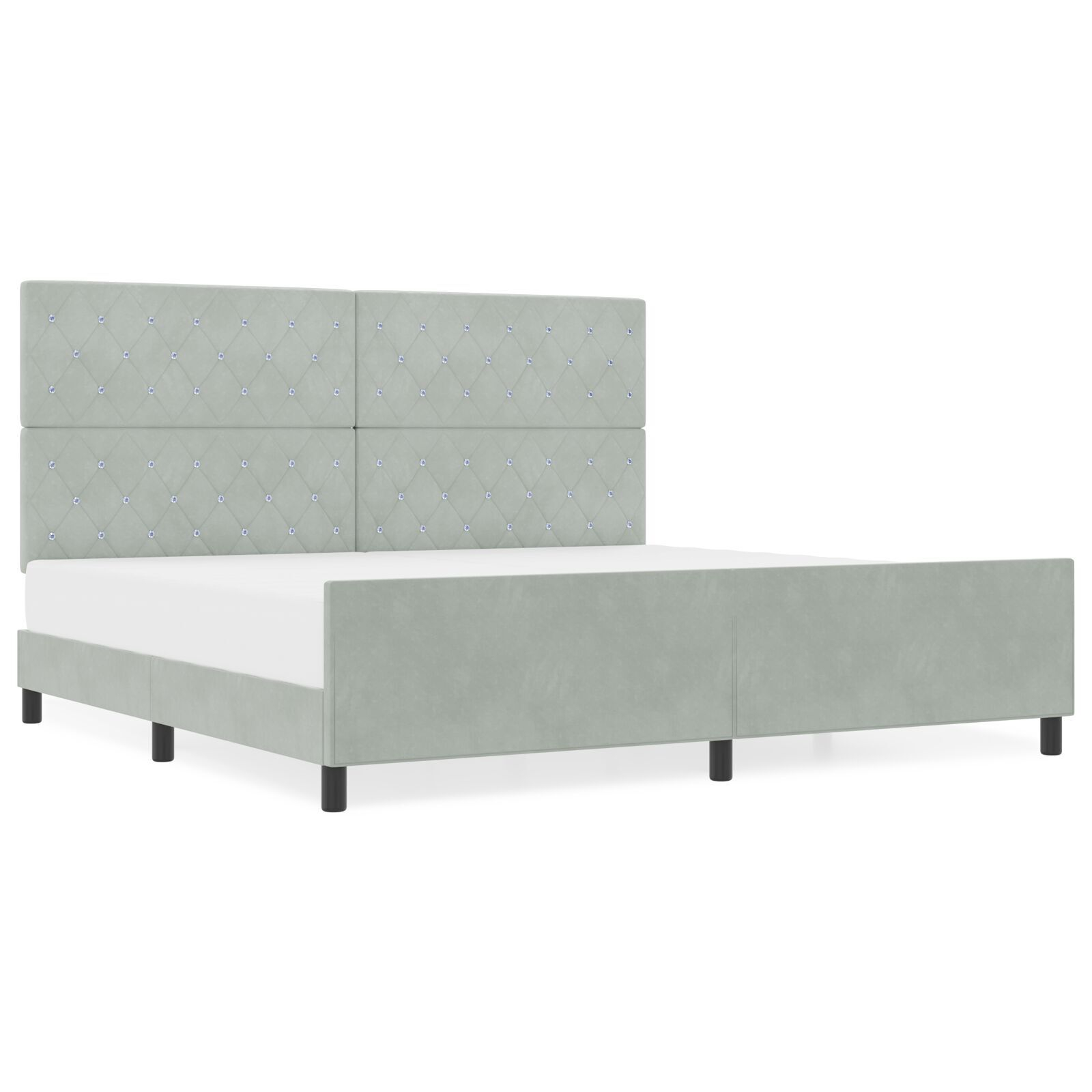 vidaXL Cadru de pat cu headboard Gri deschis 200 x 200 cm Catifea vidaXL Cadru de pat cu headboard Gri deschis 200 x 200 cm Catifea