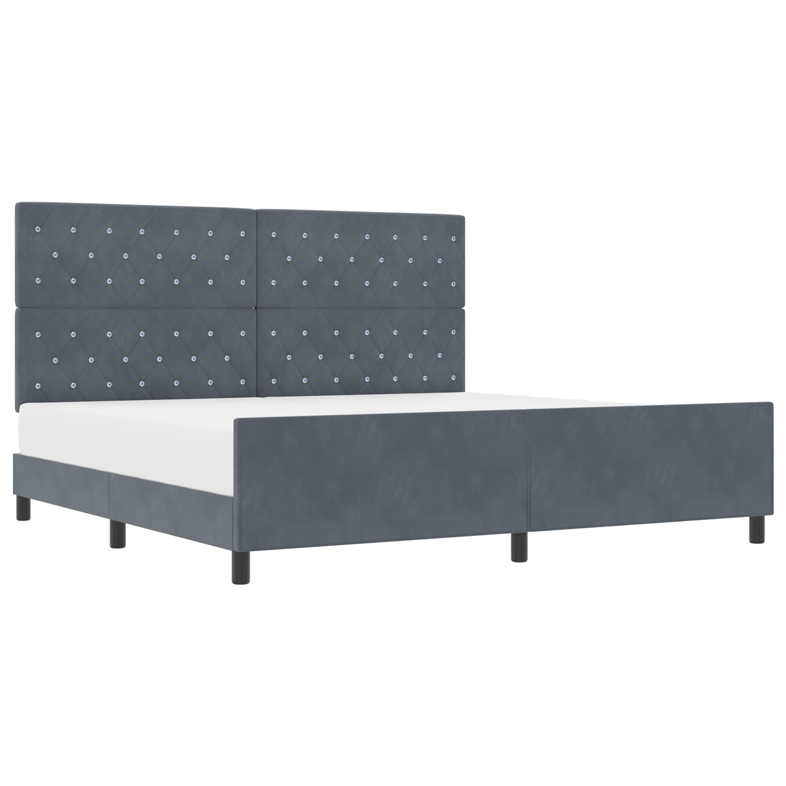 vidaXL Cadru de pat cu headboard Gri închis 200 x 200 cm Catifea vidaXL Cadru de pat cu headboard Gri închis 200 x 200 cm Catifea