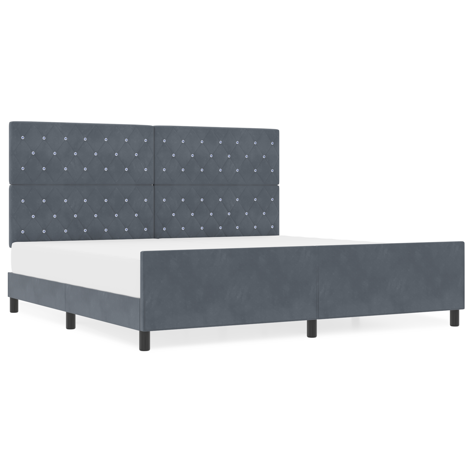 vidaXL Cadru de pat cu headboard Gri închis 200 x 200 cm Catifea vidaXL Cadru de pat cu headboard Gri închis 200 x 200 cm Catifea