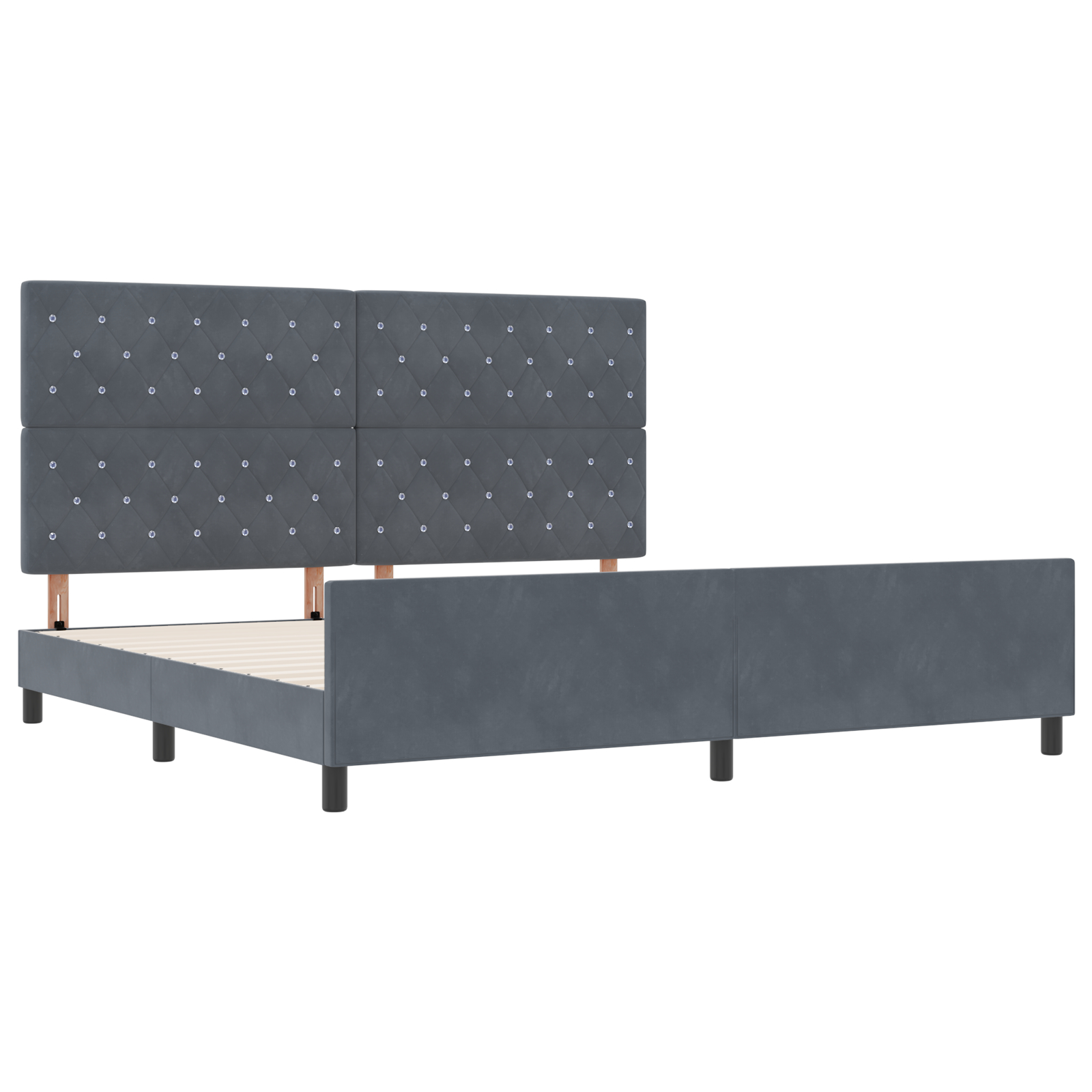 vidaXL Cadru de pat cu headboard Gri închis 200 x 200 cm Catifea vidaXL Cadru de pat cu headboard Gri închis 200 x 200 cm Catifea