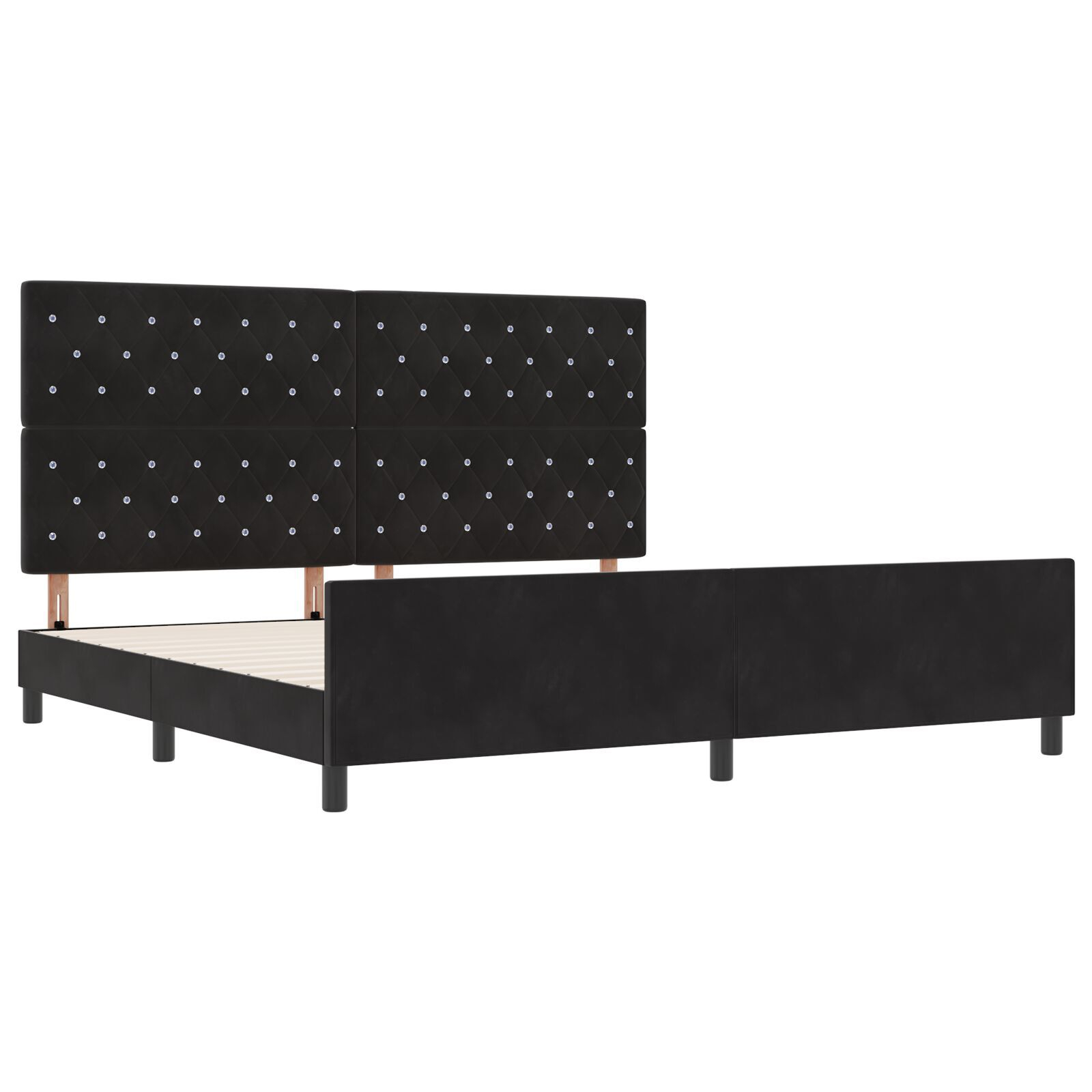 vidaXL Cadru de pat cu headboard Negru 200 x 200 cm Catifea vidaXL Cadru de pat cu headboard Negru 200 x 200 cm Catifea