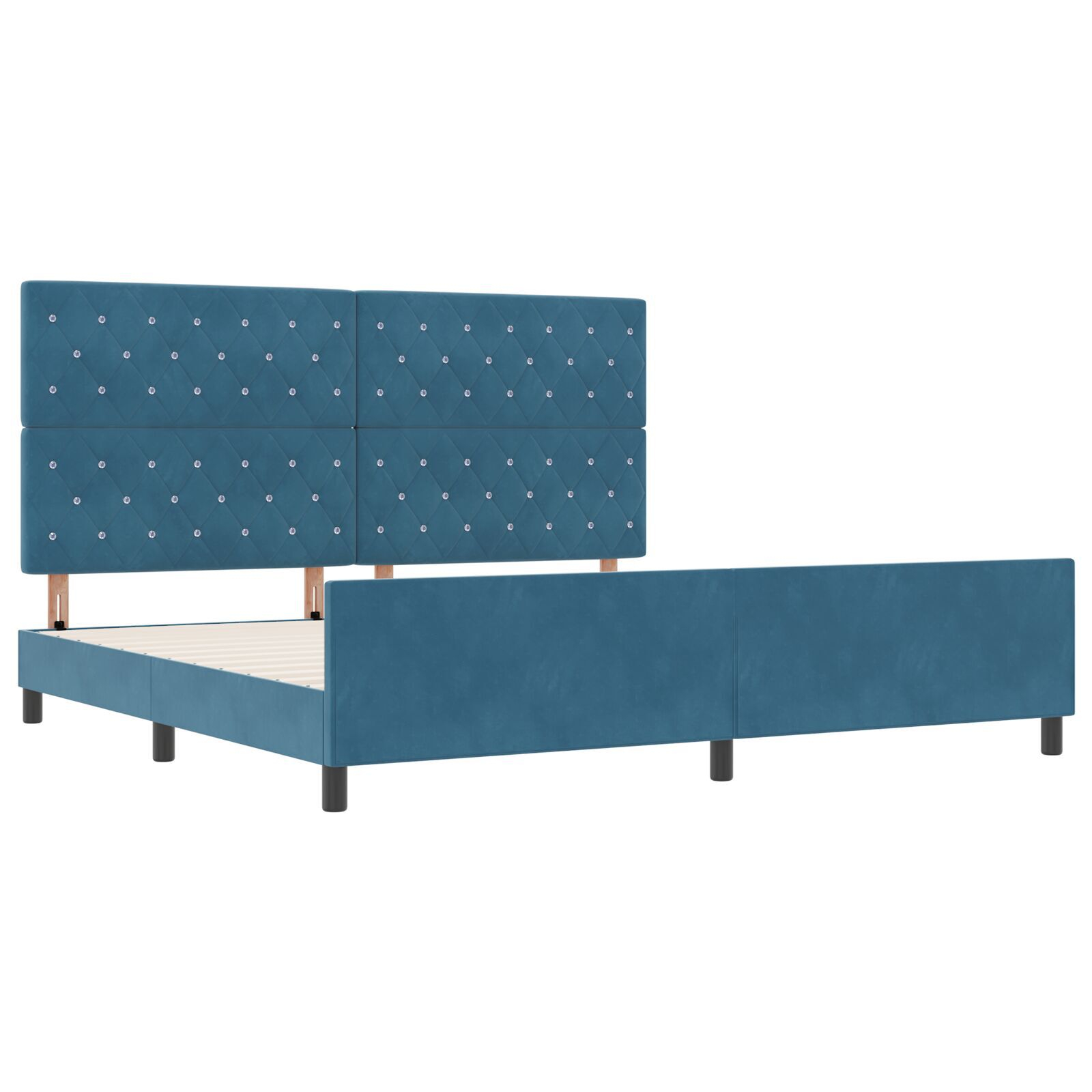 vidaXL Cadru de pat cu headboard Albastru închis 200 x 200 cm Catifea vidaXL Cadru de pat cu headboard Albastru închis 200 x 200 cm Catifea