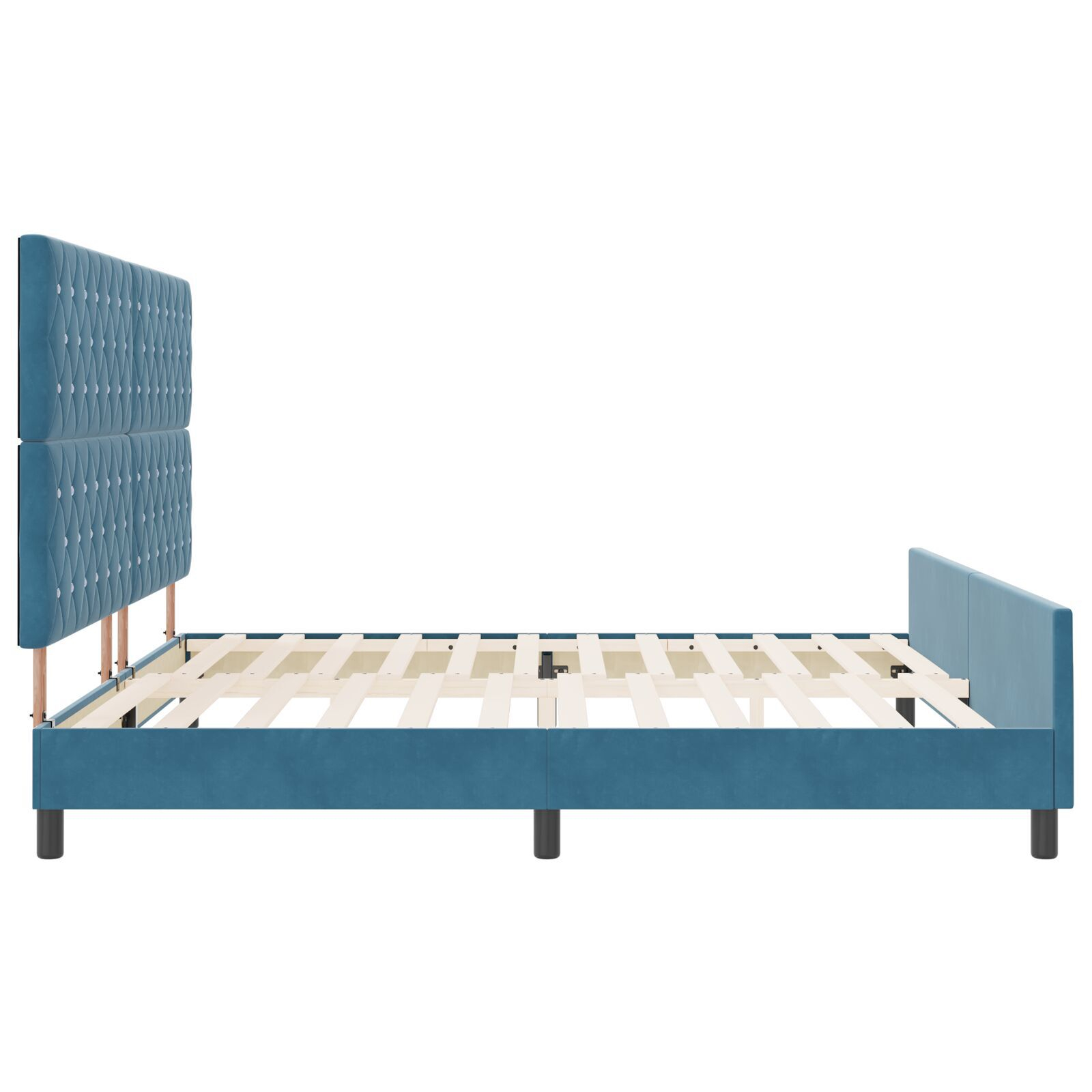 vidaXL Cadru de pat cu headboard Albastru închis 200 x 200 cm Catifea vidaXL Cadru de pat cu headboard Albastru închis 200 x 200 cm Catifea