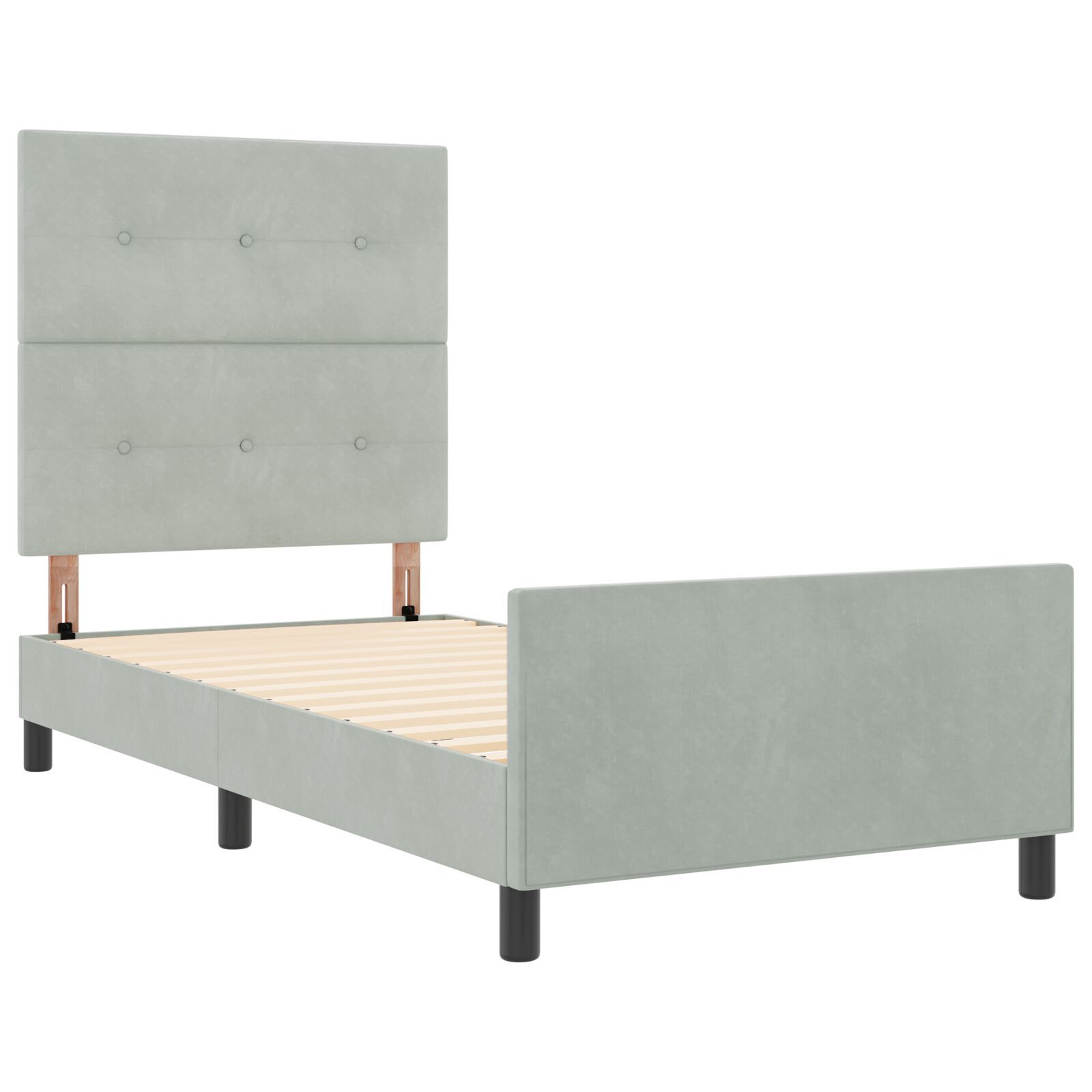 vidaXL Cadru de pat cu headboard Gri deschis 100 x 200 cm Catifea vidaXL Cadru de pat cu headboard Gri deschis 100 x 200 cm Catifea