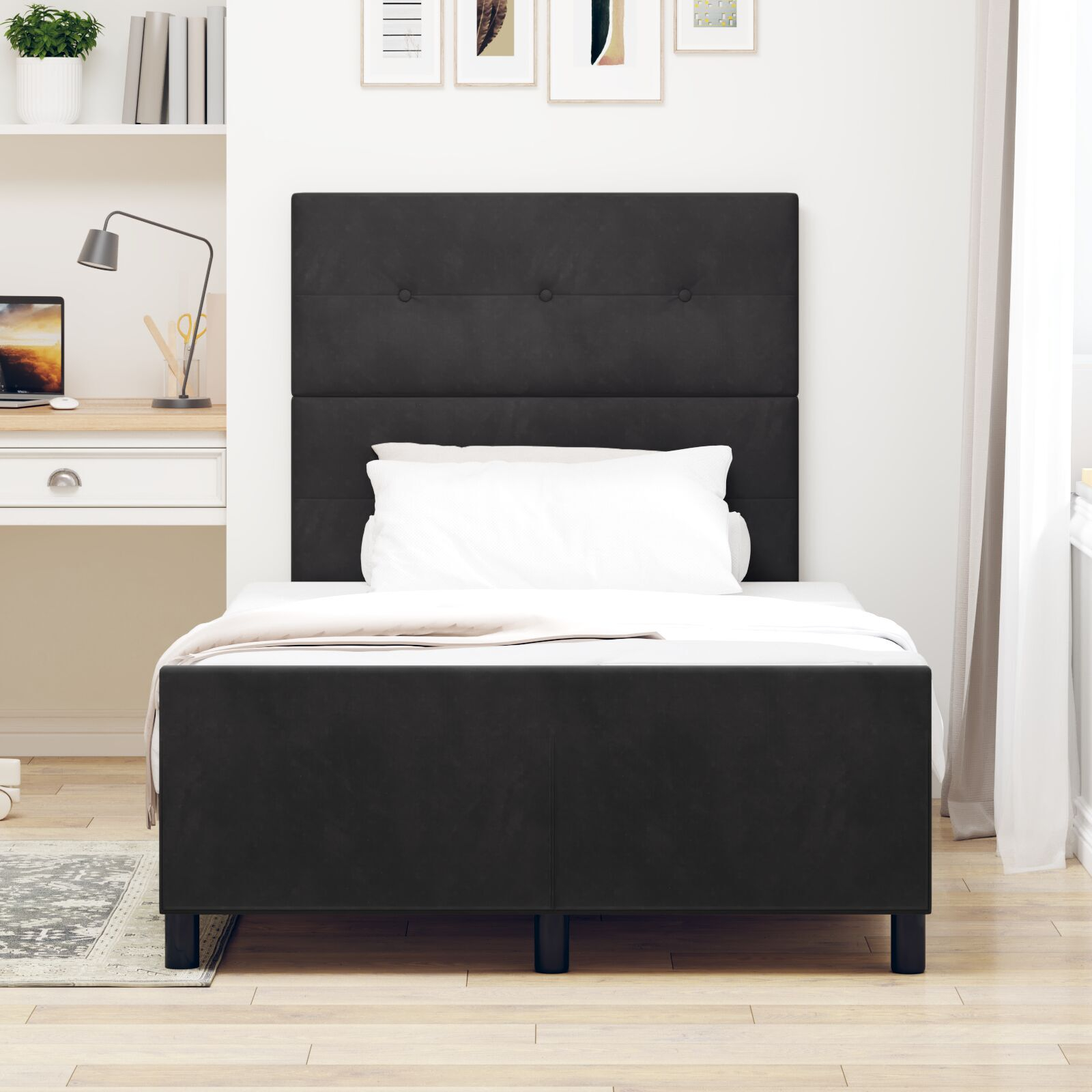 vidaXL Cadru de pat cu headboard Negru 120 x 200 cm Catifea