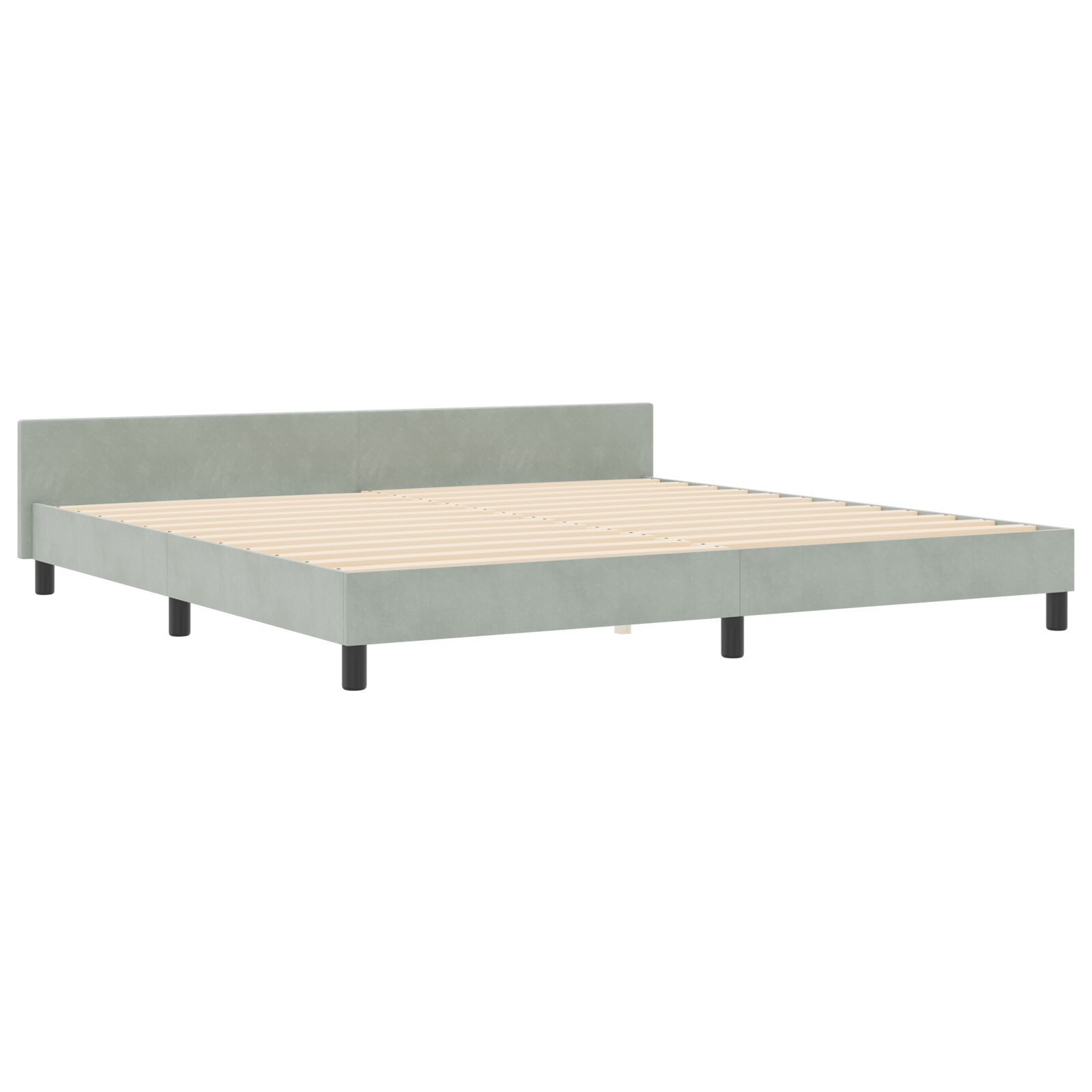 vidaXL Cadru de pat cu headboard Gri deschis 200 x 200 cm Catifea vidaXL Cadru de pat cu headboard Gri deschis 200 x 200 cm Catifea