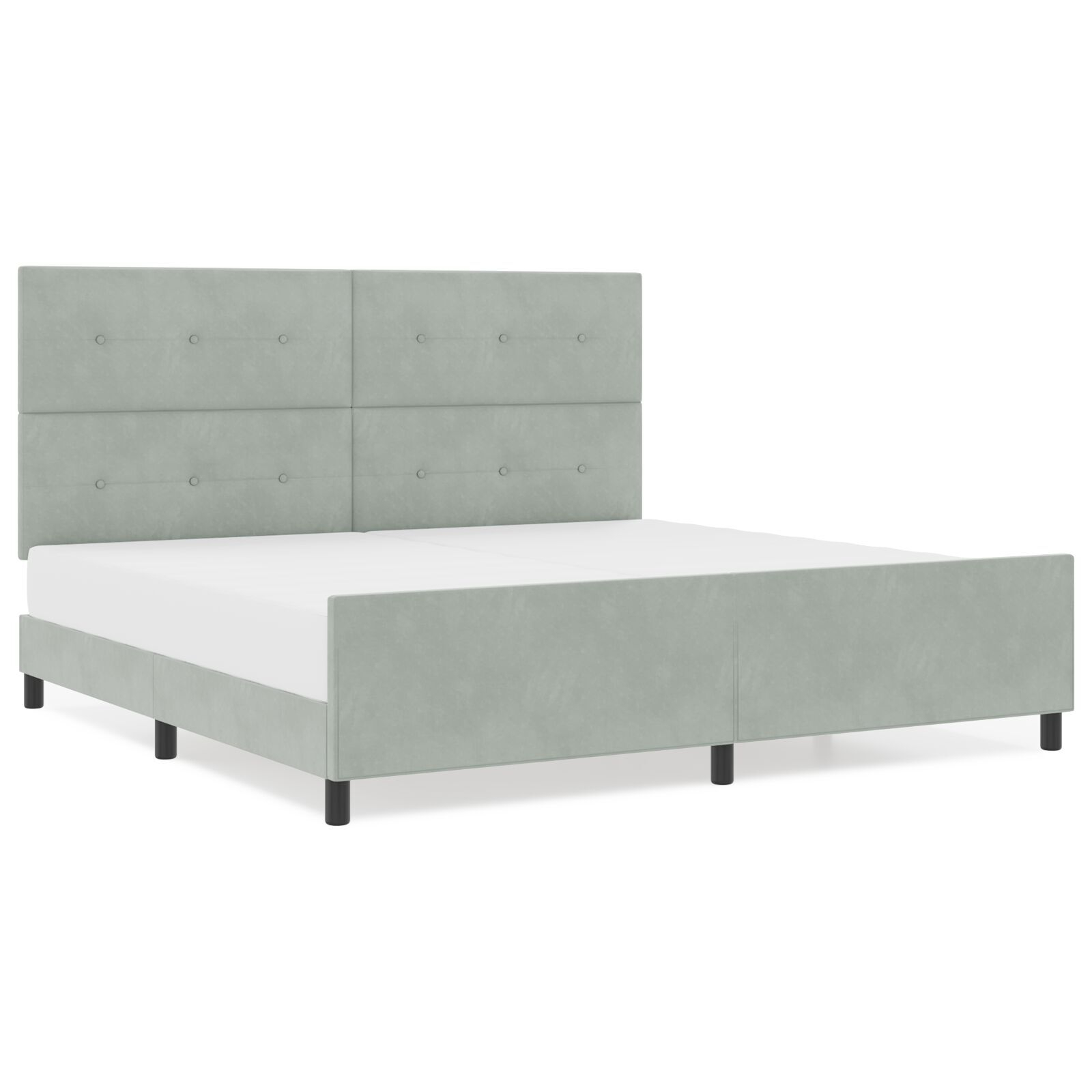 vidaXL Cadru de pat cu headboard Gri deschis 200 x 200 cm Catifea vidaXL Cadru de pat cu headboard Gri deschis 200 x 200 cm Catifea