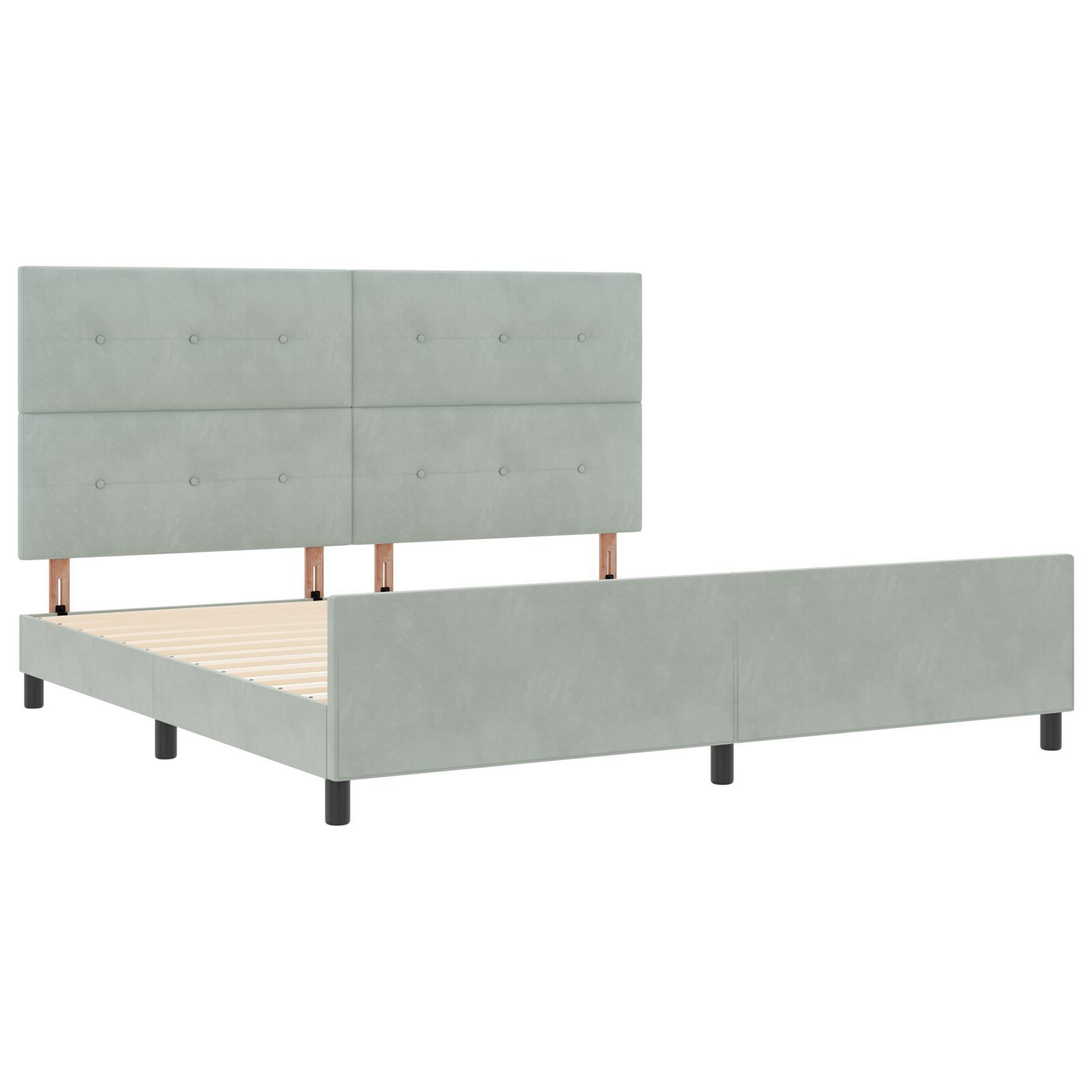 vidaXL Cadru de pat cu headboard Gri deschis 200 x 200 cm Catifea vidaXL Cadru de pat cu headboard Gri deschis 200 x 200 cm Catifea
