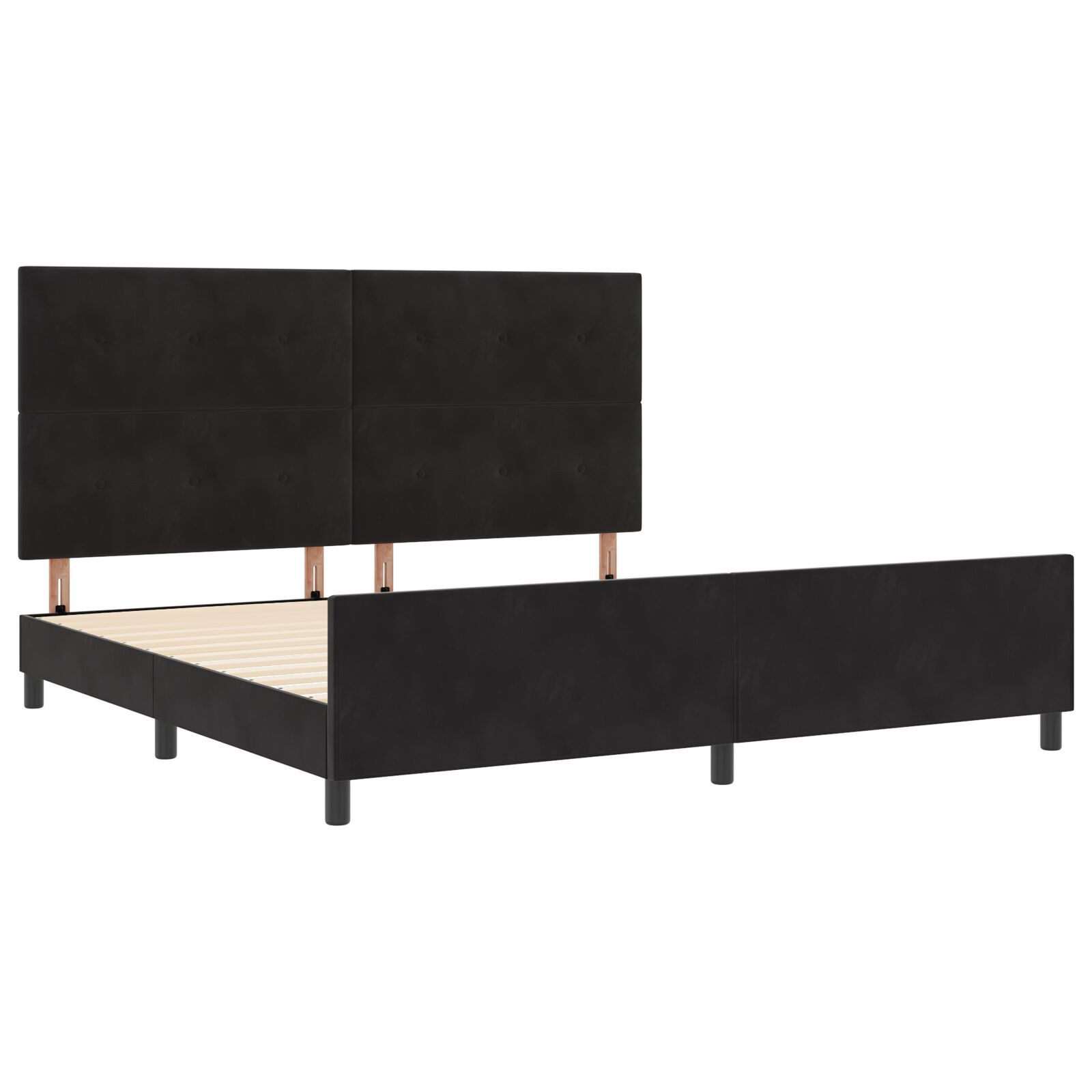 vidaXL Cadru de pat cu headboard Negru 200 x 200 cm Catifea vidaXL Cadru de pat cu headboard Negru 200 x 200 cm Catifea