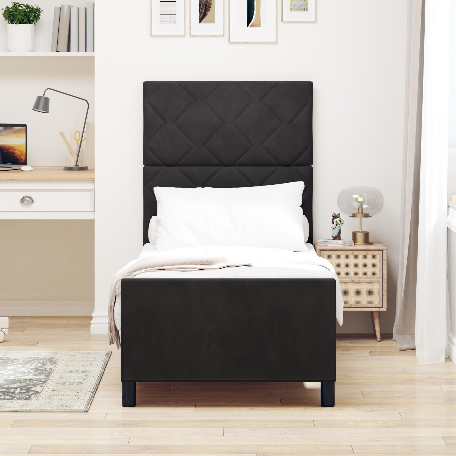 vidaXL Cadru de pat cu headboard Negru 80 x 200 cm Catifea