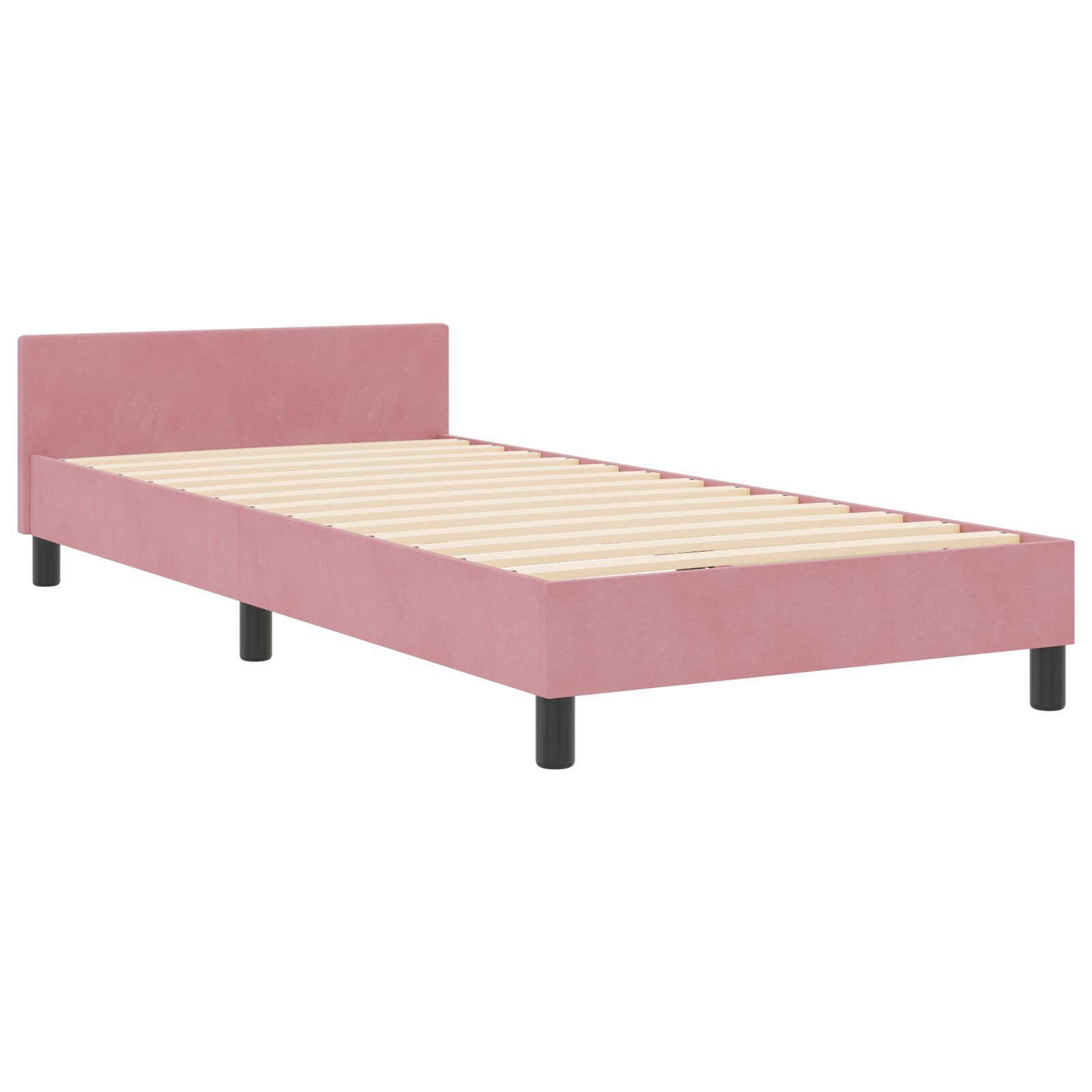 vidaXL Cadru de pat cu headboard Roz 90 x 200 cm Catifea