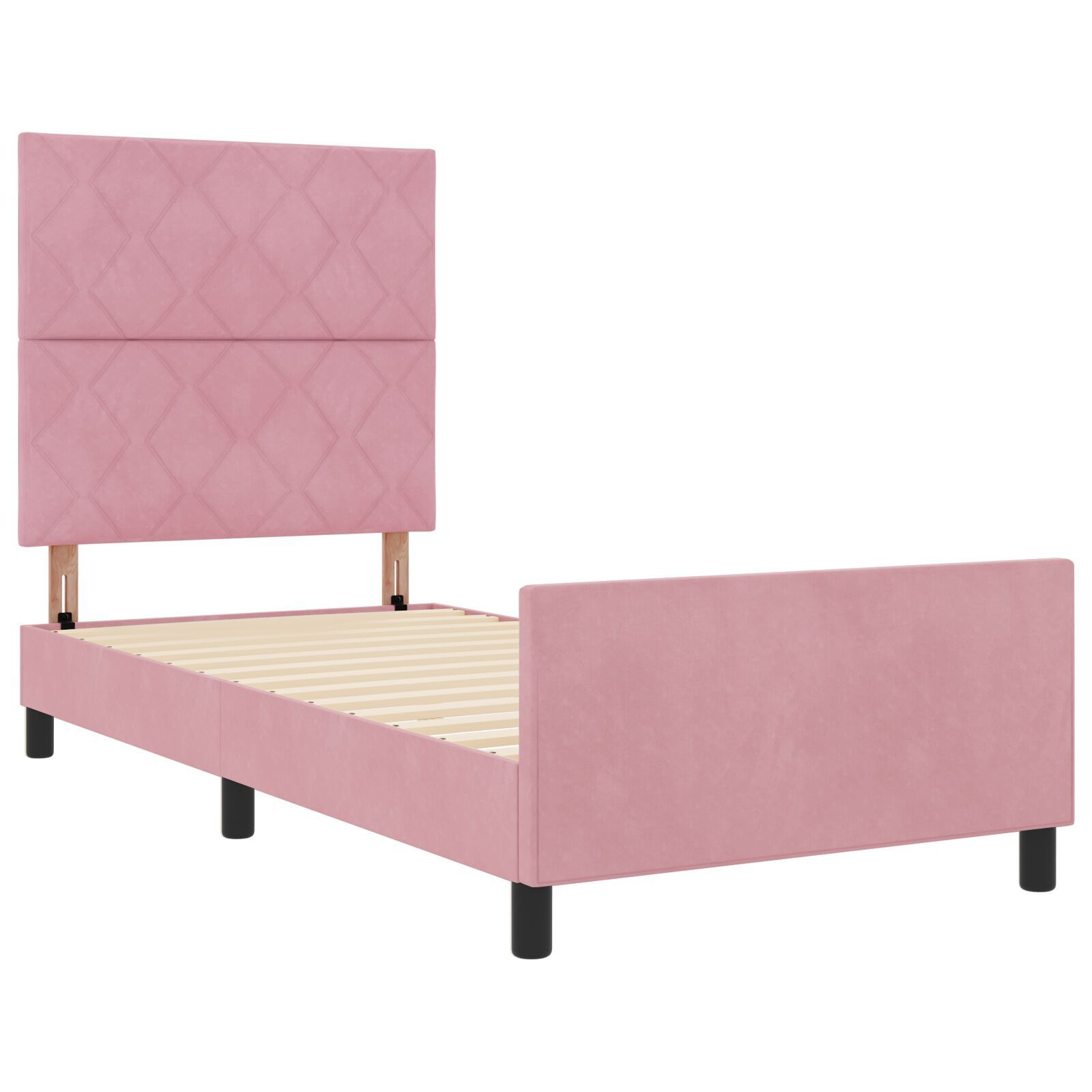 vidaXL Cadru de pat cu headboard Roz 90 x 200 cm Catifea