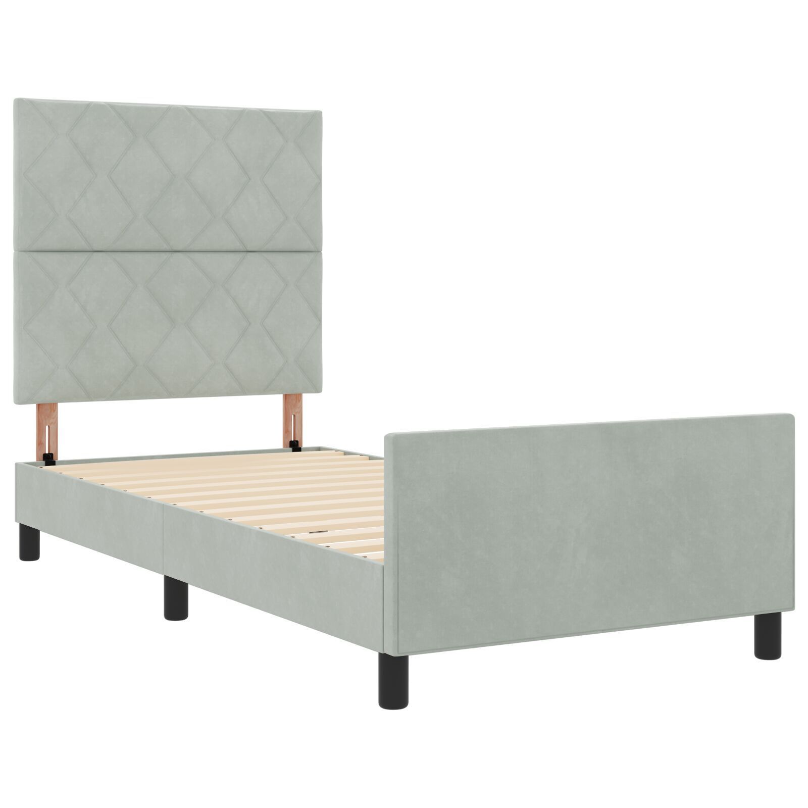 vidaXL Cadru de pat cu headboard Gri deschis 100 x 200 cm Catifea vidaXL Cadru de pat cu headboard Gri deschis 100 x 200 cm Catifea
