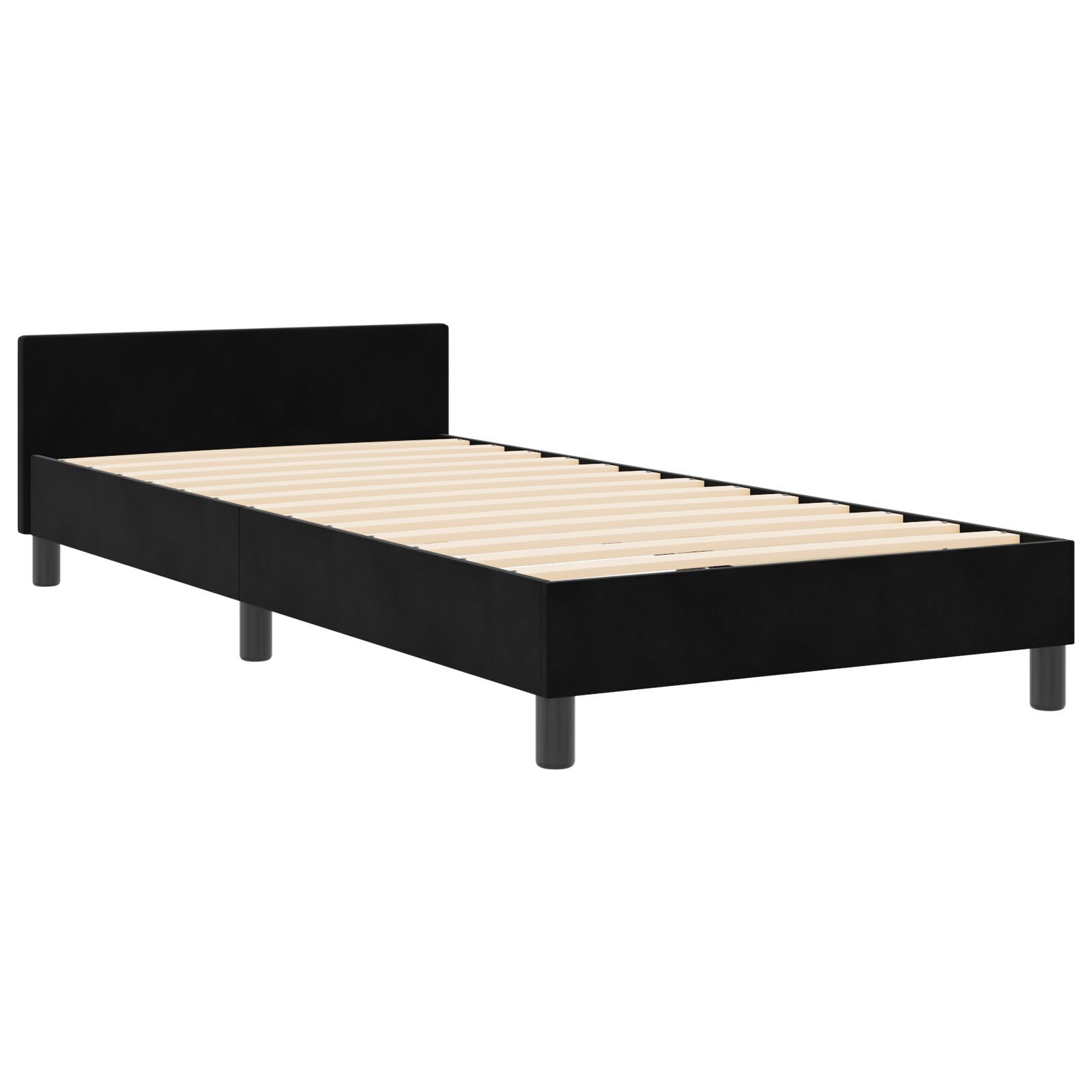 vidaXL Cadru de pat cu headboard Negru 100 x 200 cm Catifea vidaXL Cadru de pat cu headboard Negru 100 x 200 cm Catifea