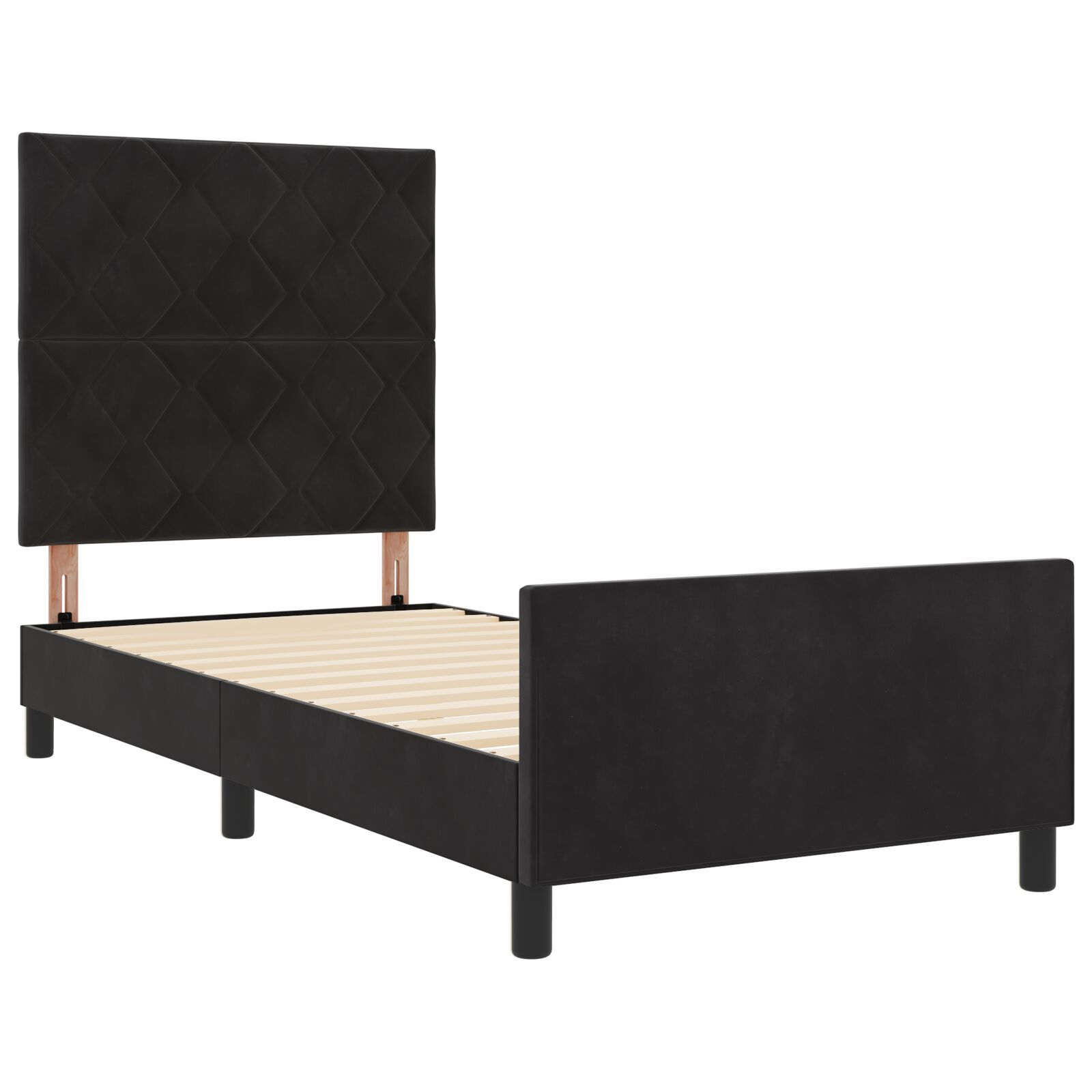 vidaXL Cadru de pat cu headboard Negru 100 x 200 cm Catifea vidaXL Cadru de pat cu headboard Negru 100 x 200 cm Catifea