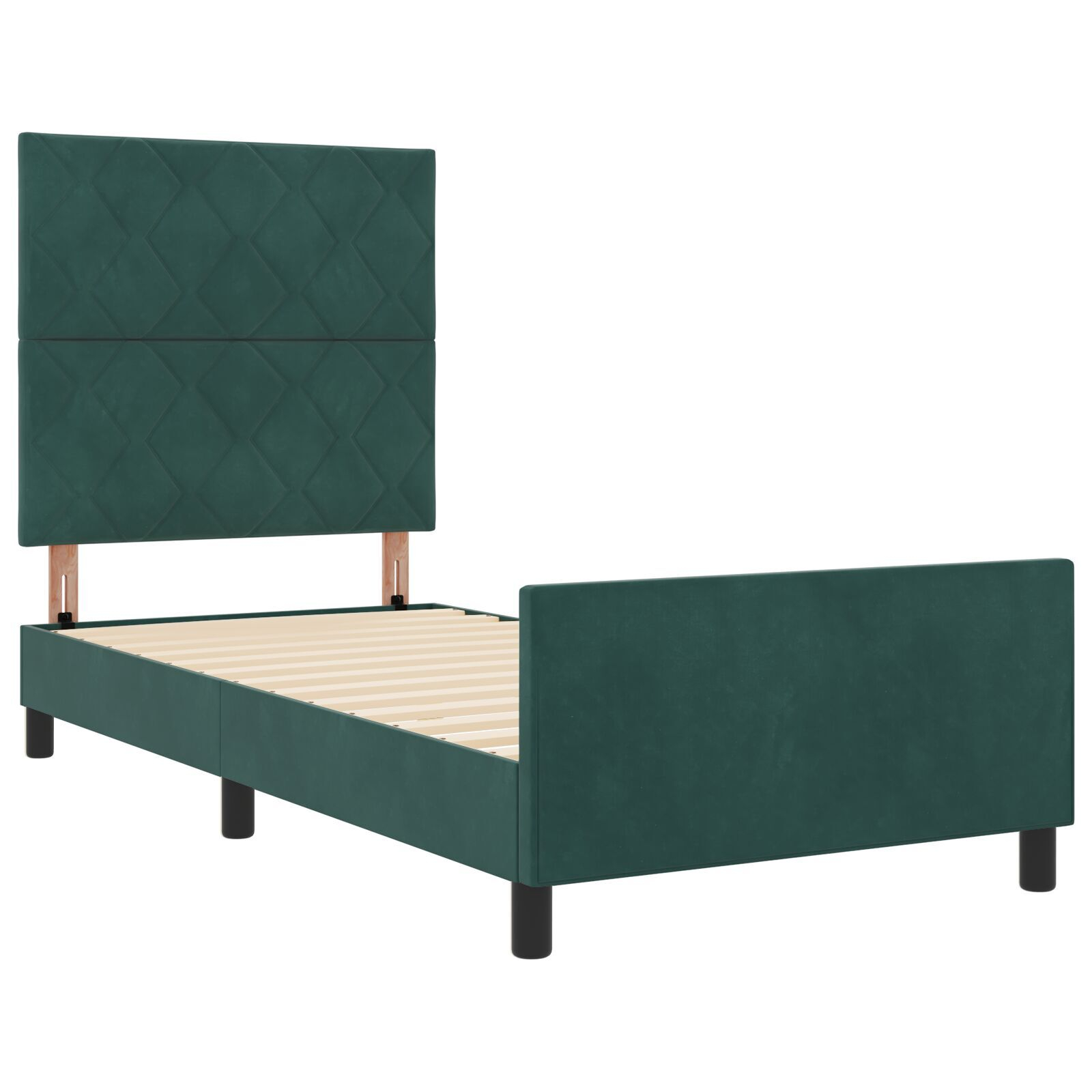 vidaXL Cadru de pat cu headboard Verde închis 100 x 200 cm Catifea vidaXL Cadru de pat cu headboard Verde închis 100 x 200 cm Catifea