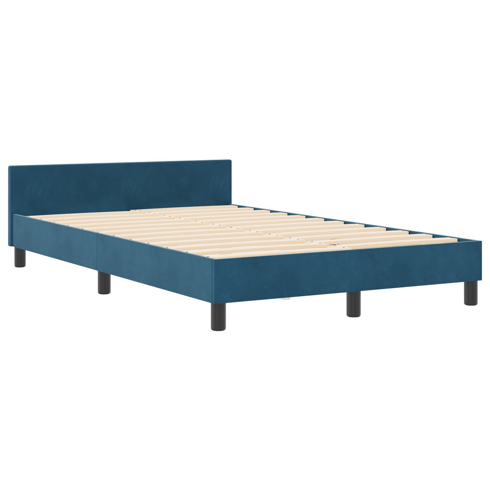 vidaXL Cadru de pat cu headboard Albastru închis 120 x 190 cm Catifea vidaXL Cadru de pat cu headboard Albastru închis 120 x 190 cm Catifea