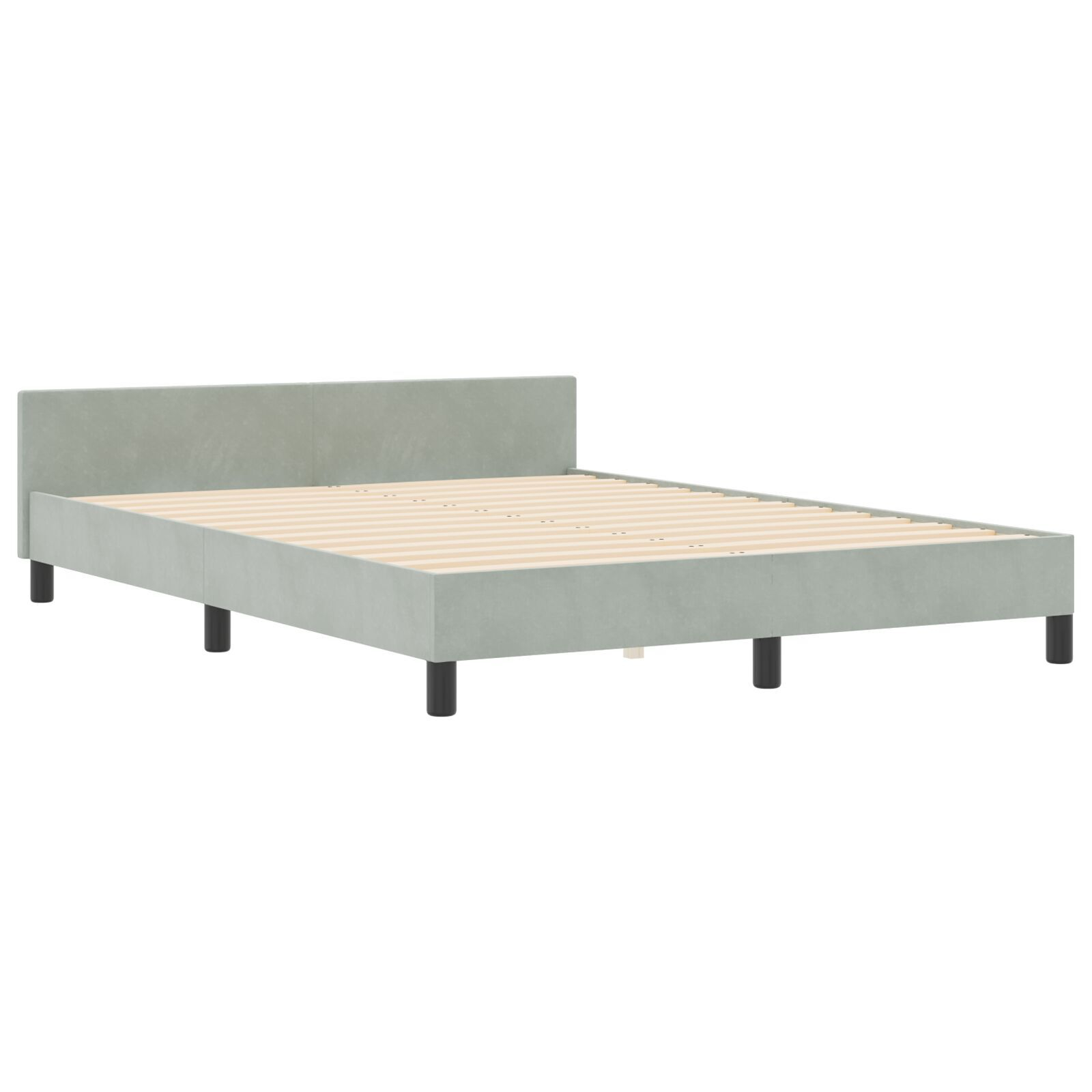 vidaXL Cadru de pat cu headboard Gri deschis 140 x 190 cm Catifea vidaXL Cadru de pat cu headboard Gri deschis 140 x 190 cm Catifea
