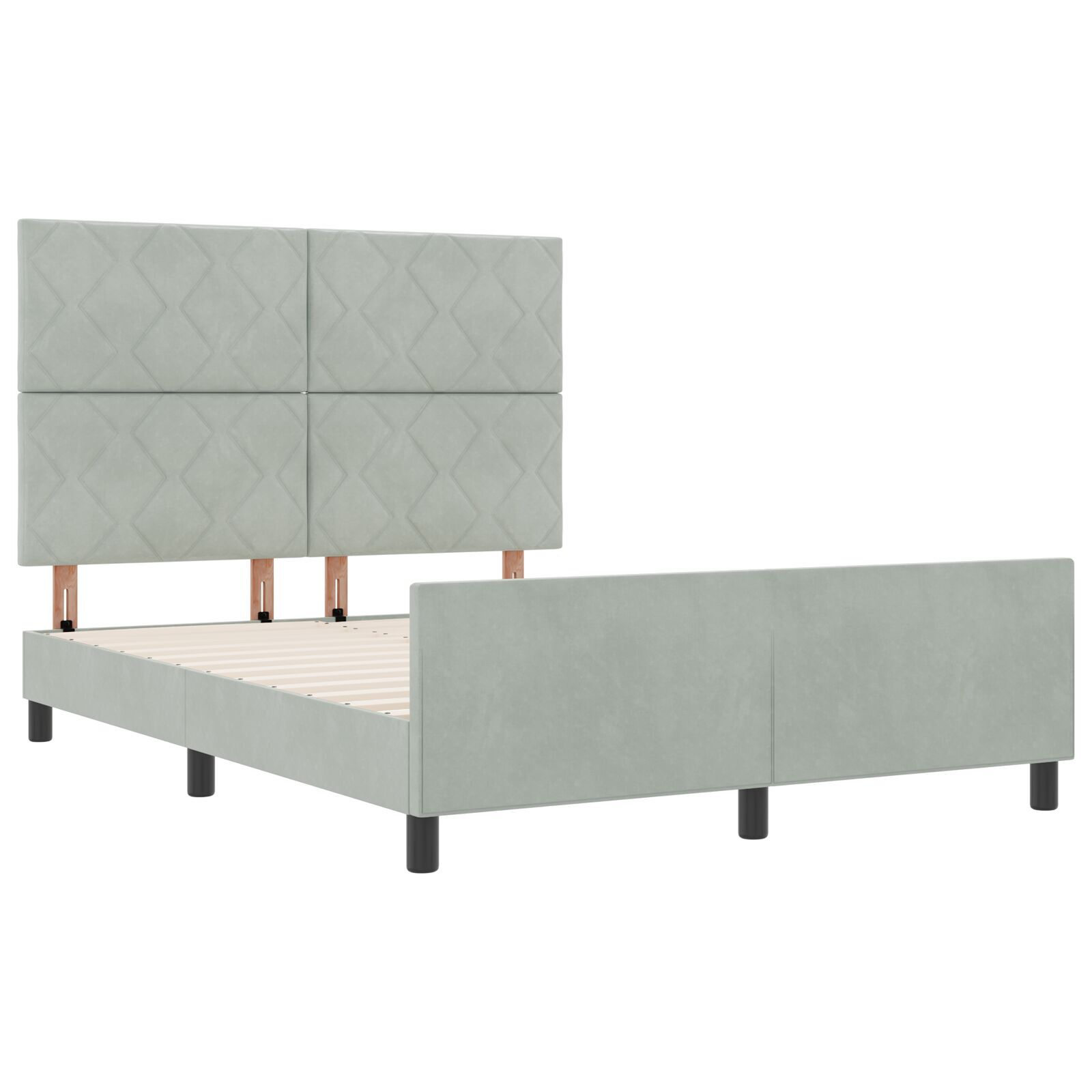vidaXL Cadru de pat cu headboard Gri deschis 140 x 190 cm Catifea vidaXL Cadru de pat cu headboard Gri deschis 140 x 190 cm Catifea