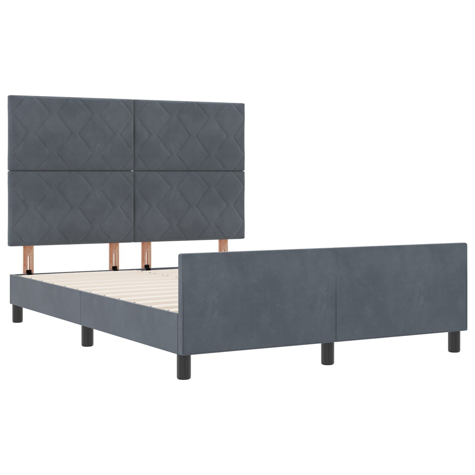 vidaXL Cadru de pat cu headboard Gri închis 140 x 190 cm Catifea vidaXL Cadru de pat cu headboard Gri închis 140 x 190 cm Catifea