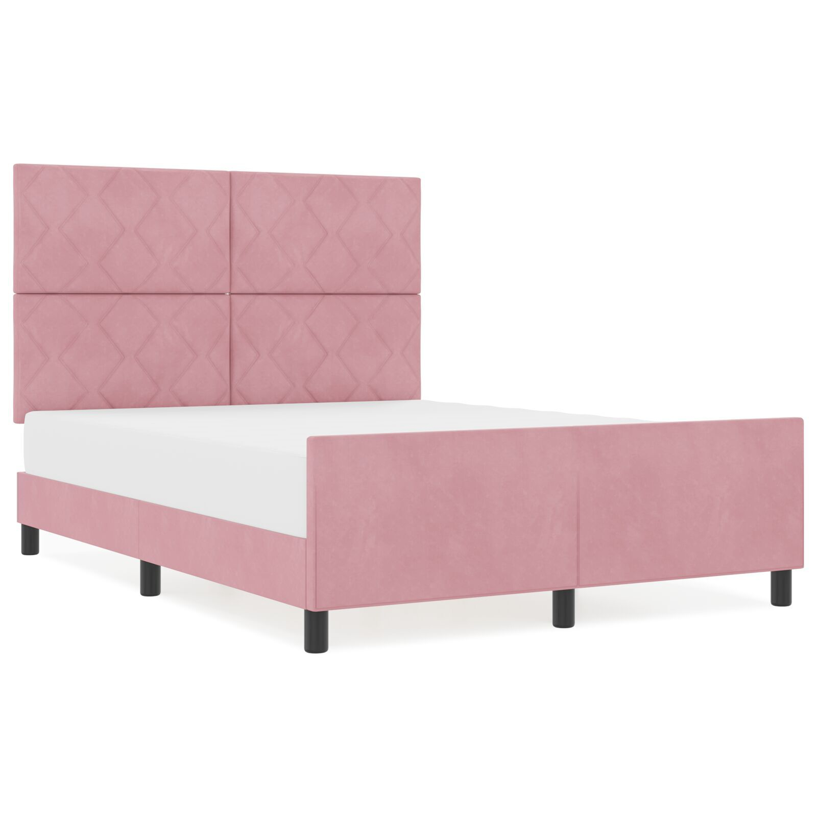 vidaXL Cadru de pat cu headboard Roz 140 x 190 cm Catifea