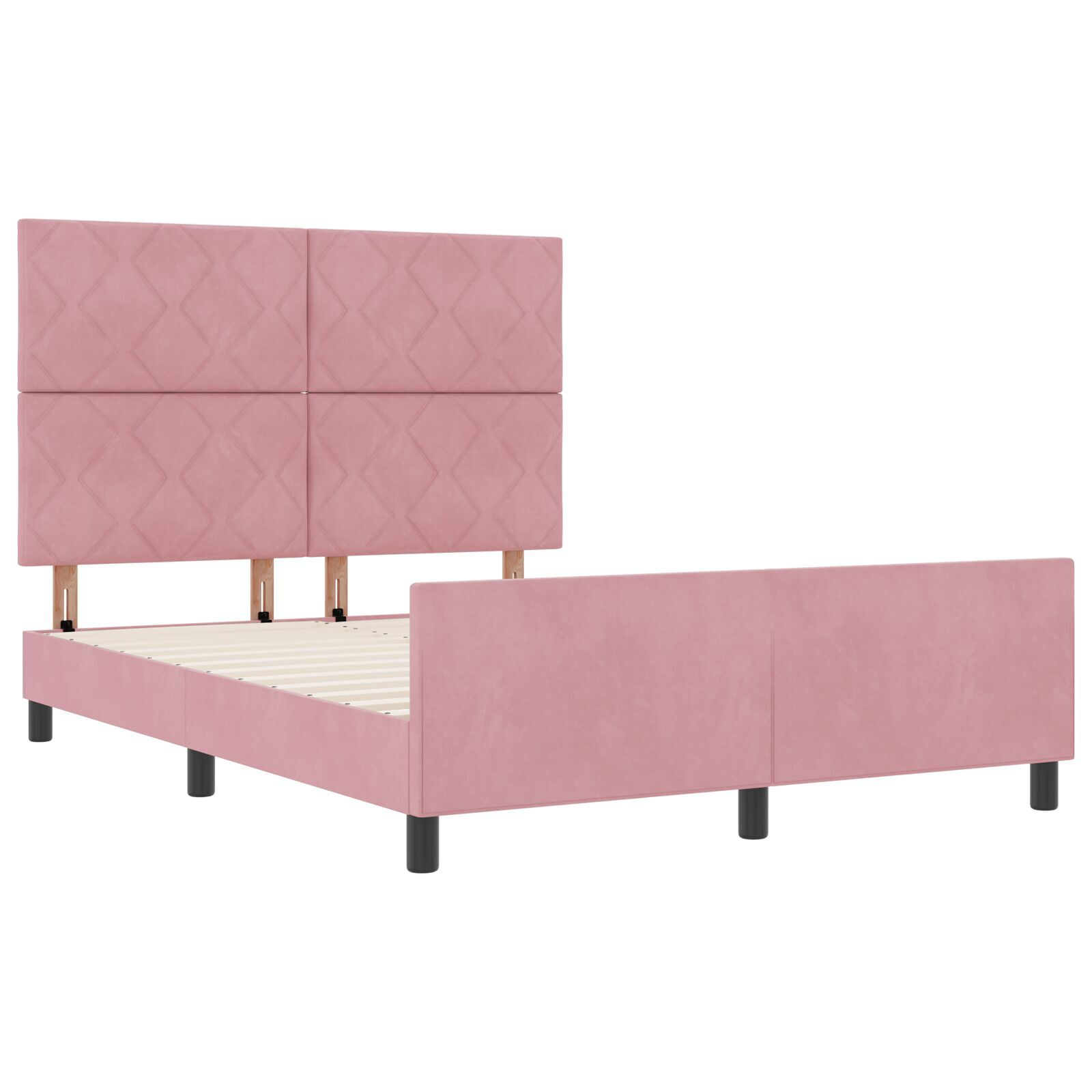 vidaXL Cadru de pat cu headboard Roz 140 x 190 cm Catifea