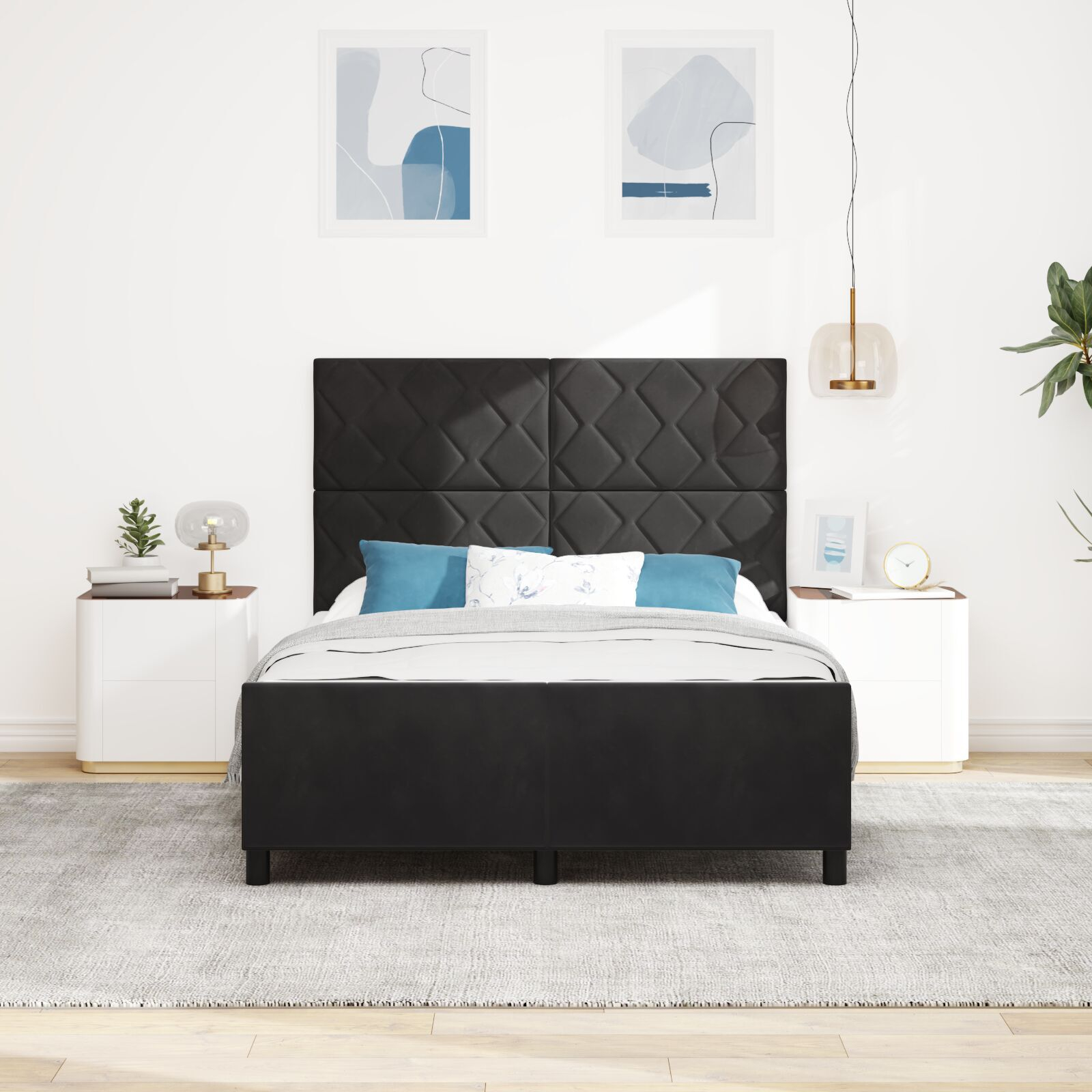 vidaXL Cadru de pat cu headboard Negru 140 x 200 cm Catifea vidaXL Cadru de pat cu headboard Negru 140 x 200 cm Catifea
