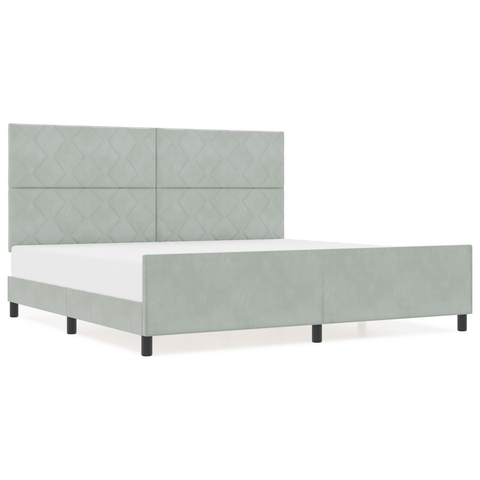 vidaXL Cadru de pat cu headboard Gri deschis 200 x 200 cm Catifea vidaXL Cadru de pat cu headboard Gri deschis 200 x 200 cm Catifea